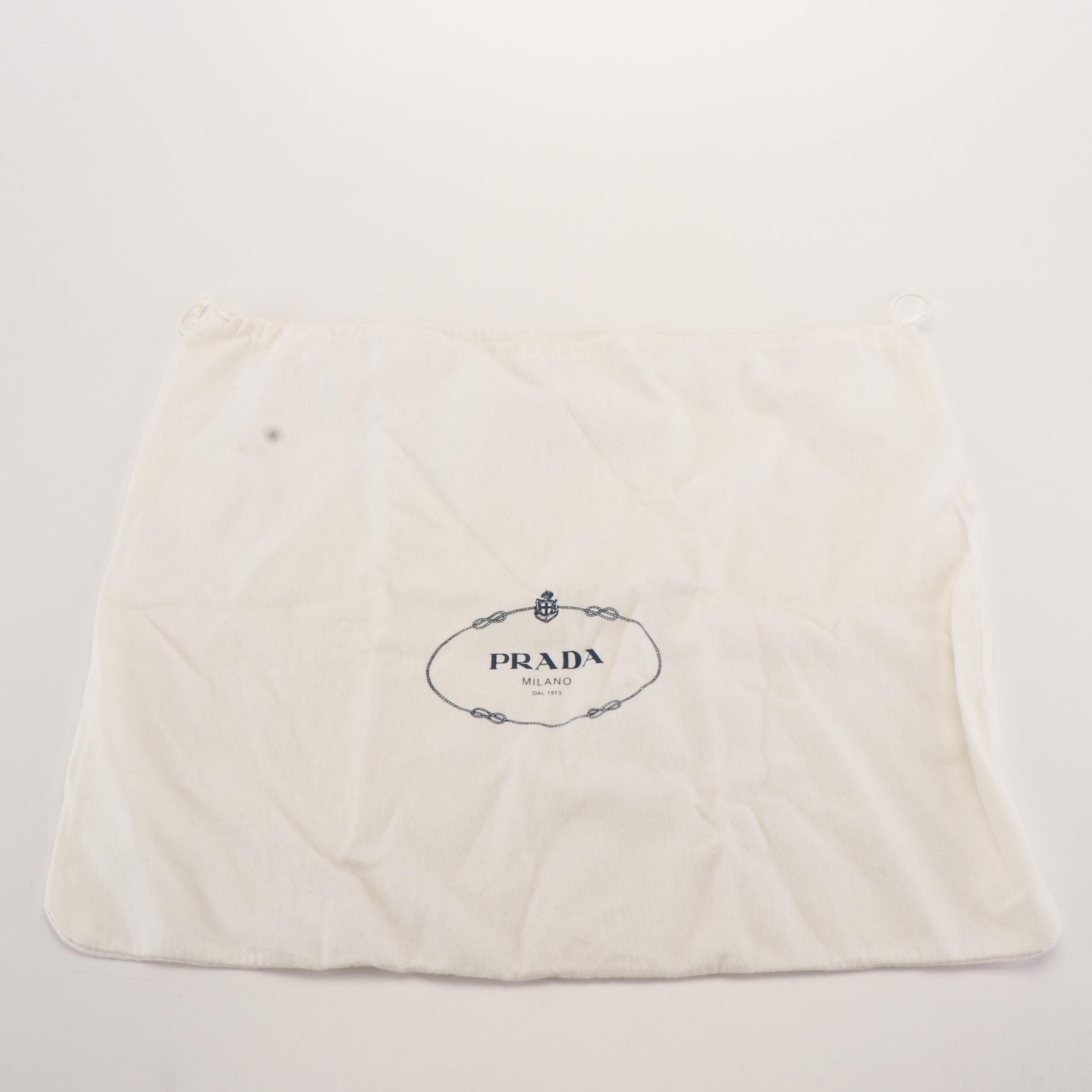 Prada Vitello Braided Top Handle Bag in White Pebbled Leather