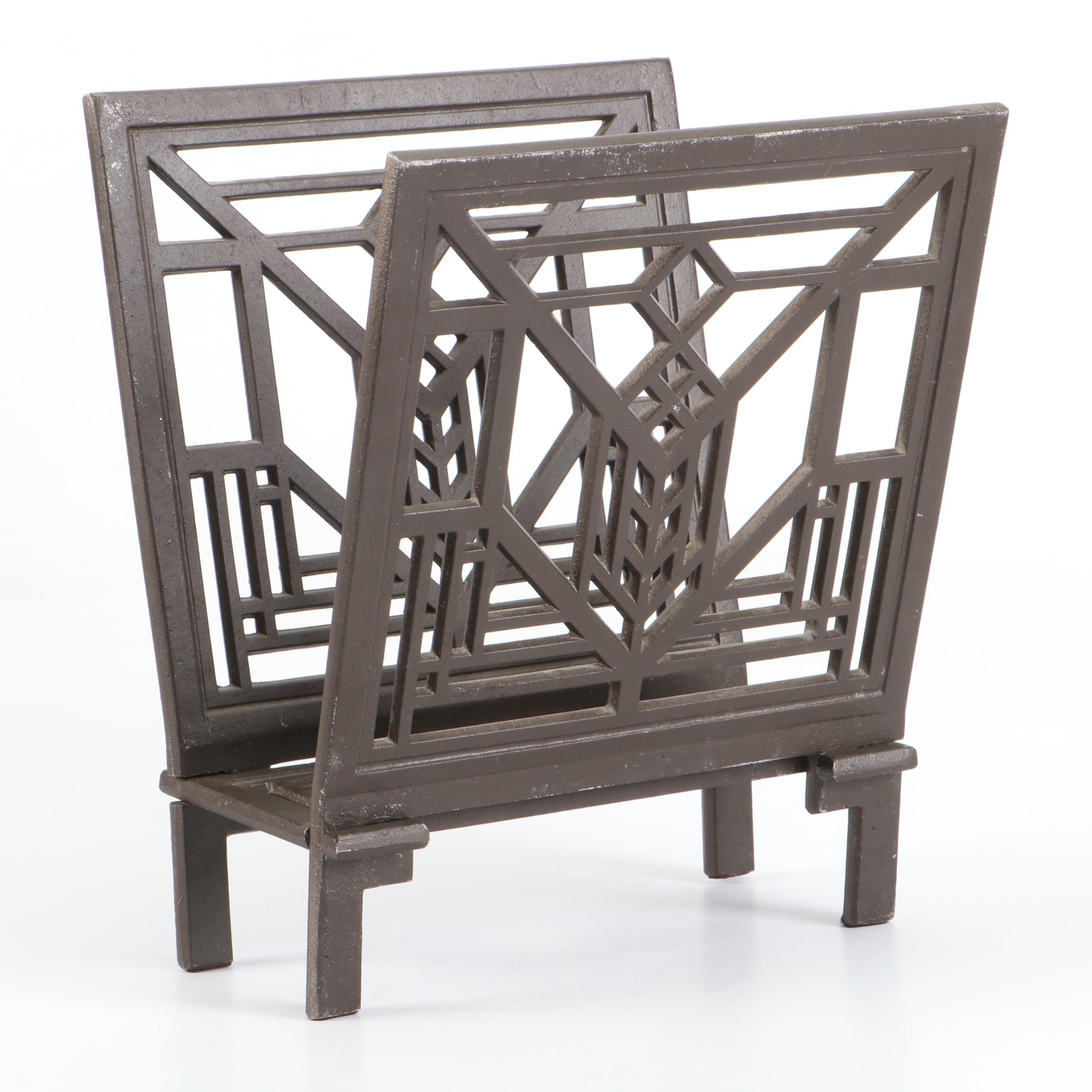 Frank Lloyd Wright Designed "Lake Geneva" Cast Iron Magazine Rack