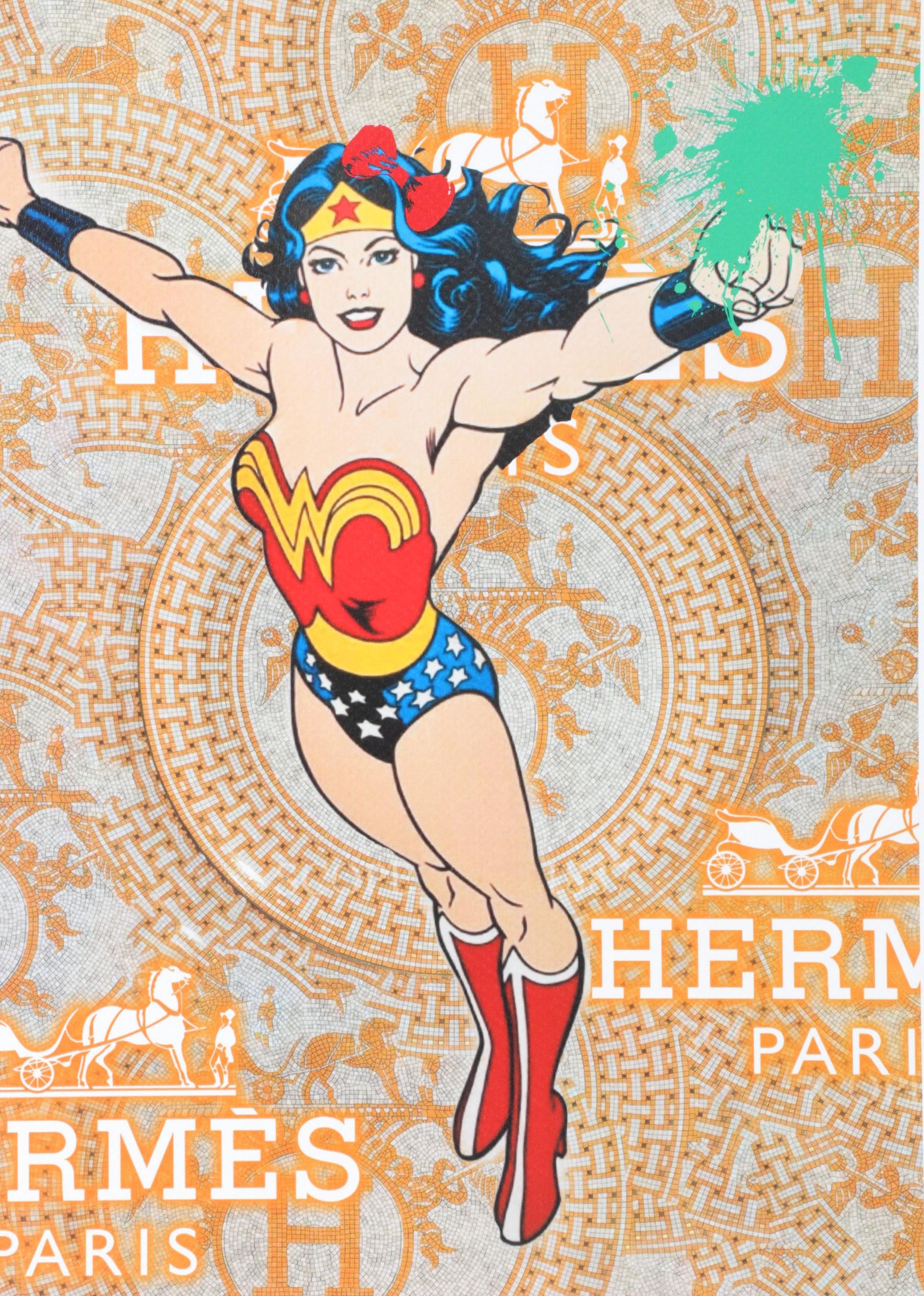 Death NYC Pop Art Graphic Print Homage to Hermès Featuring Wonder Woman, 2023