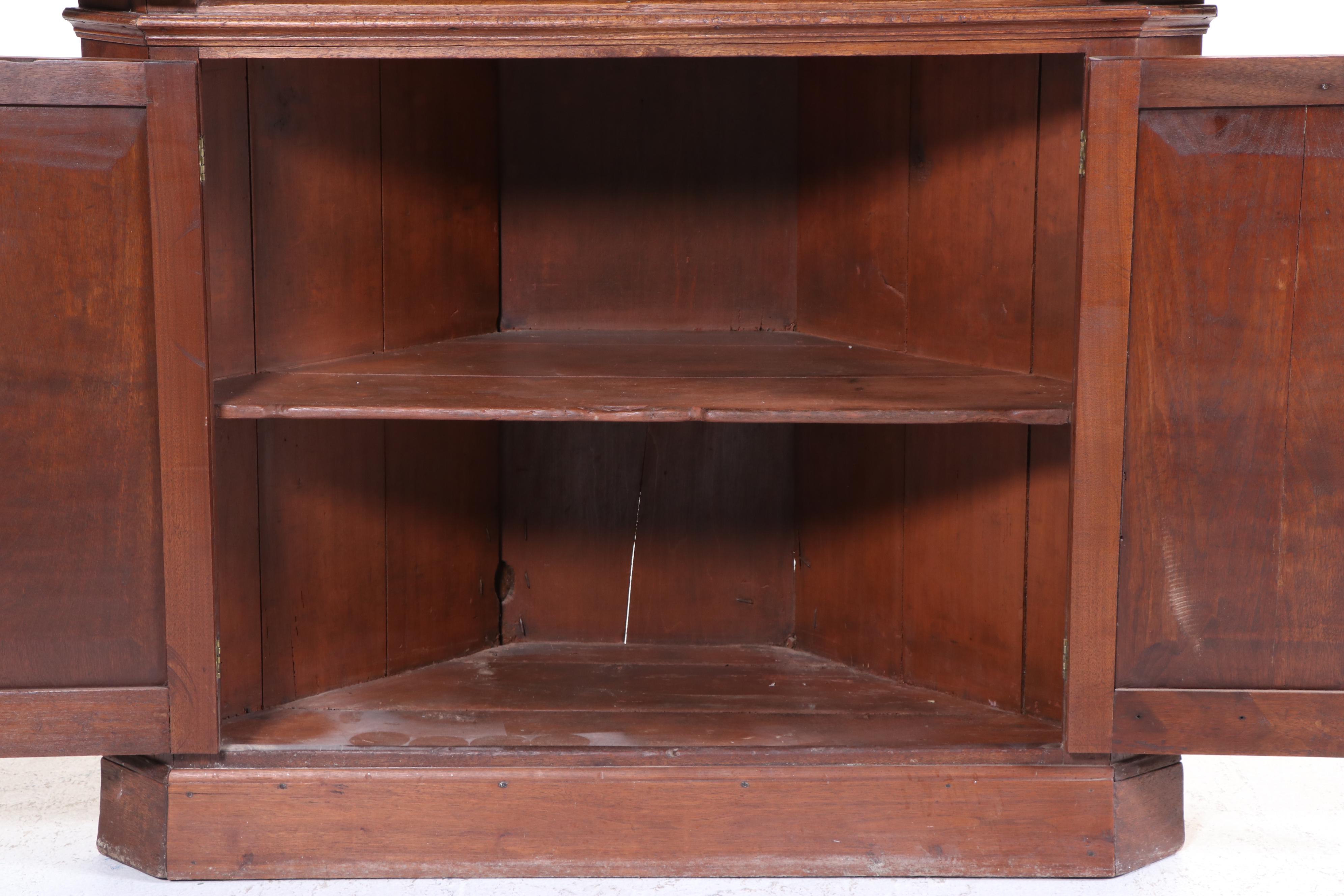 American Primitive Walnut Corner Cupboard, Early to Mid-19th Century