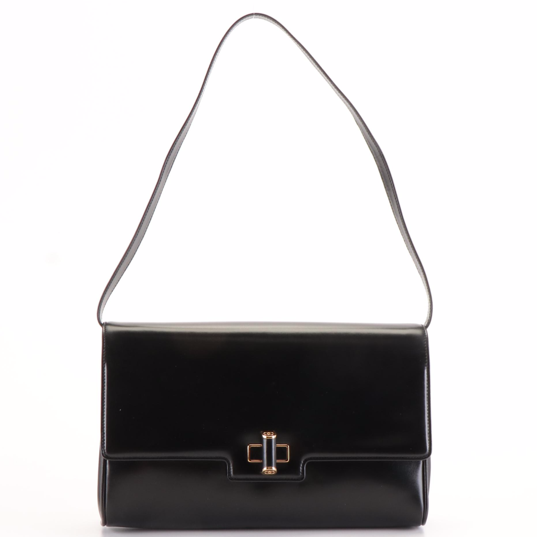 Gucci Turnlock Shoulder Bag in Black Leather