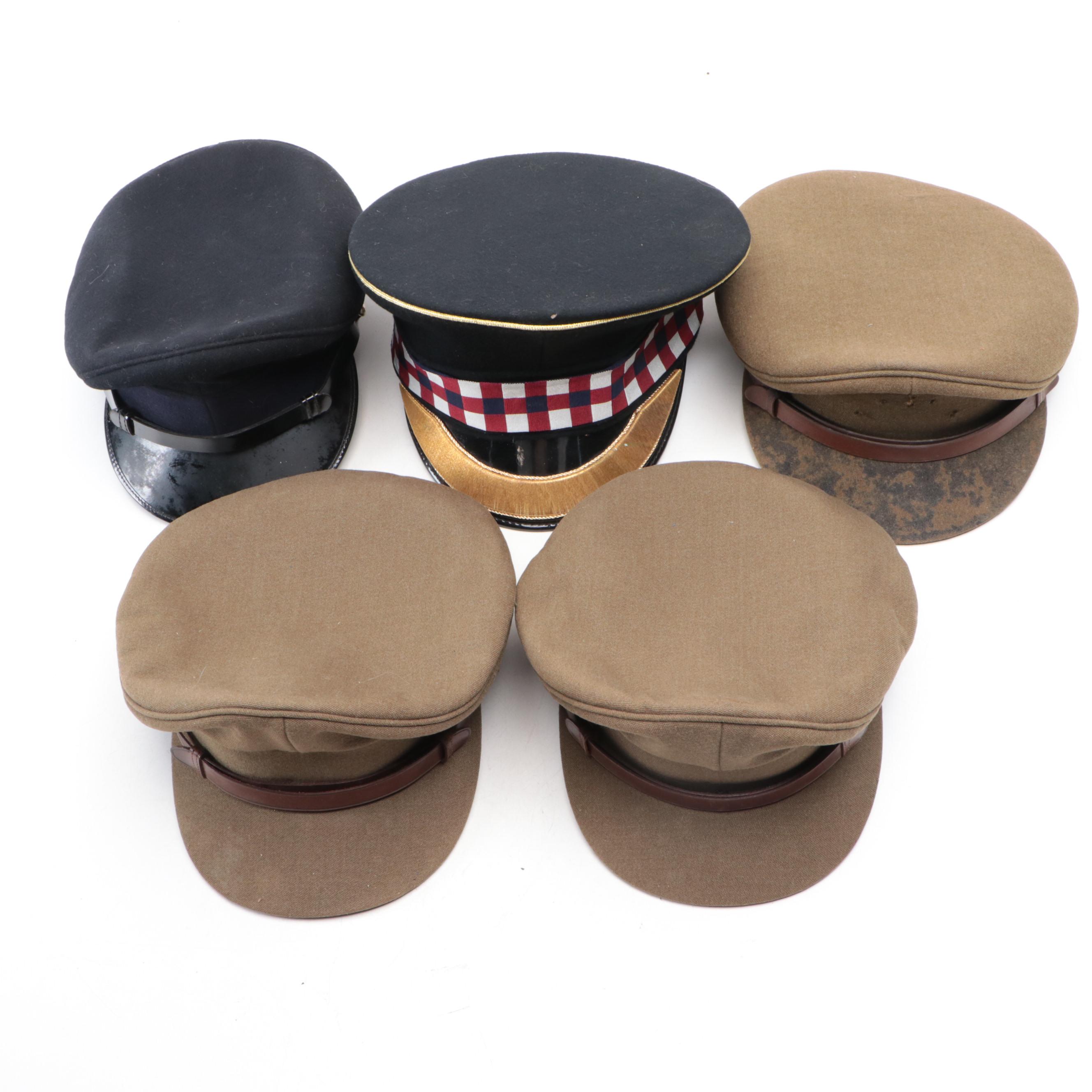 World War II Era British Army Officer's Peak Caps, Air Force Cap and More