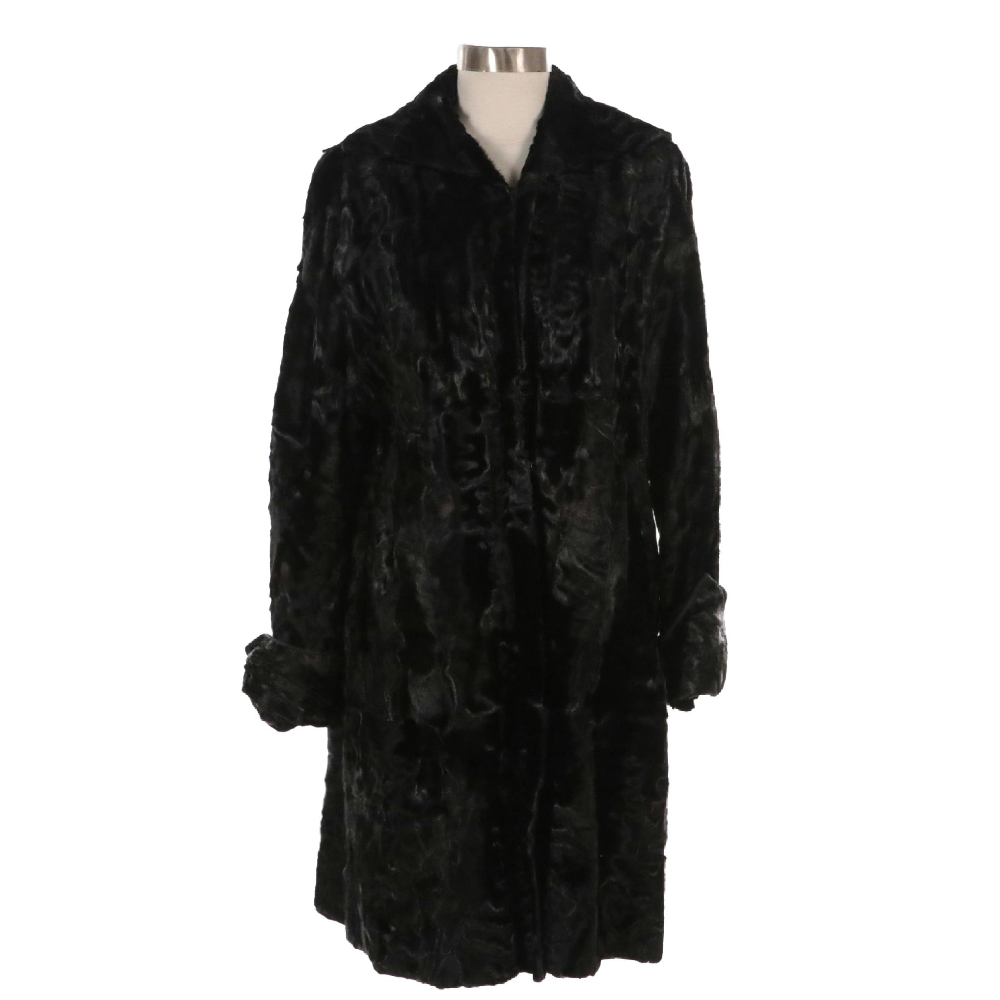 Broadtail Lamb Fur Coat from Furs by Heimann's, Mid-20th Century