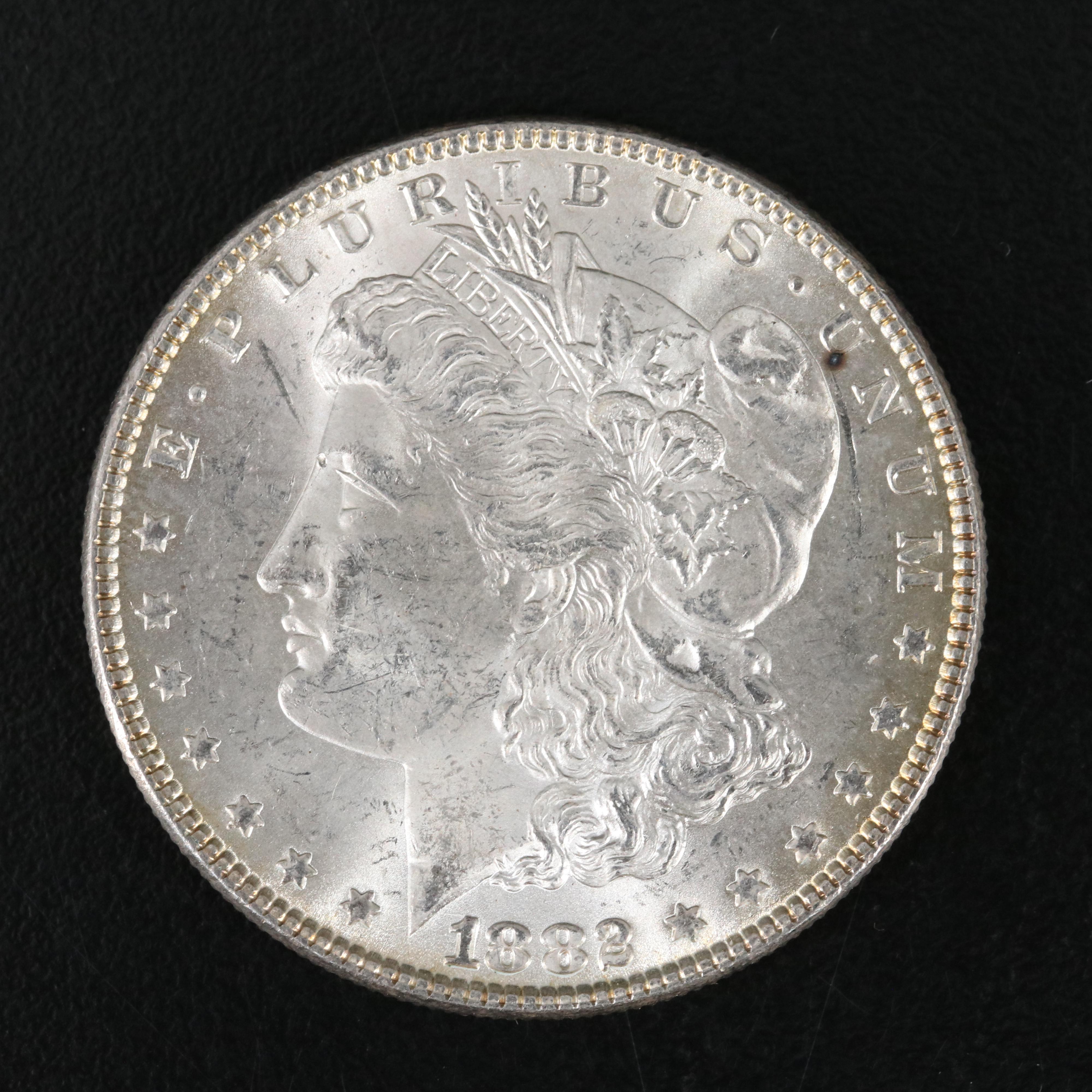 Two Uncirculated Morgan Silver Dollars, 1882 and 1898