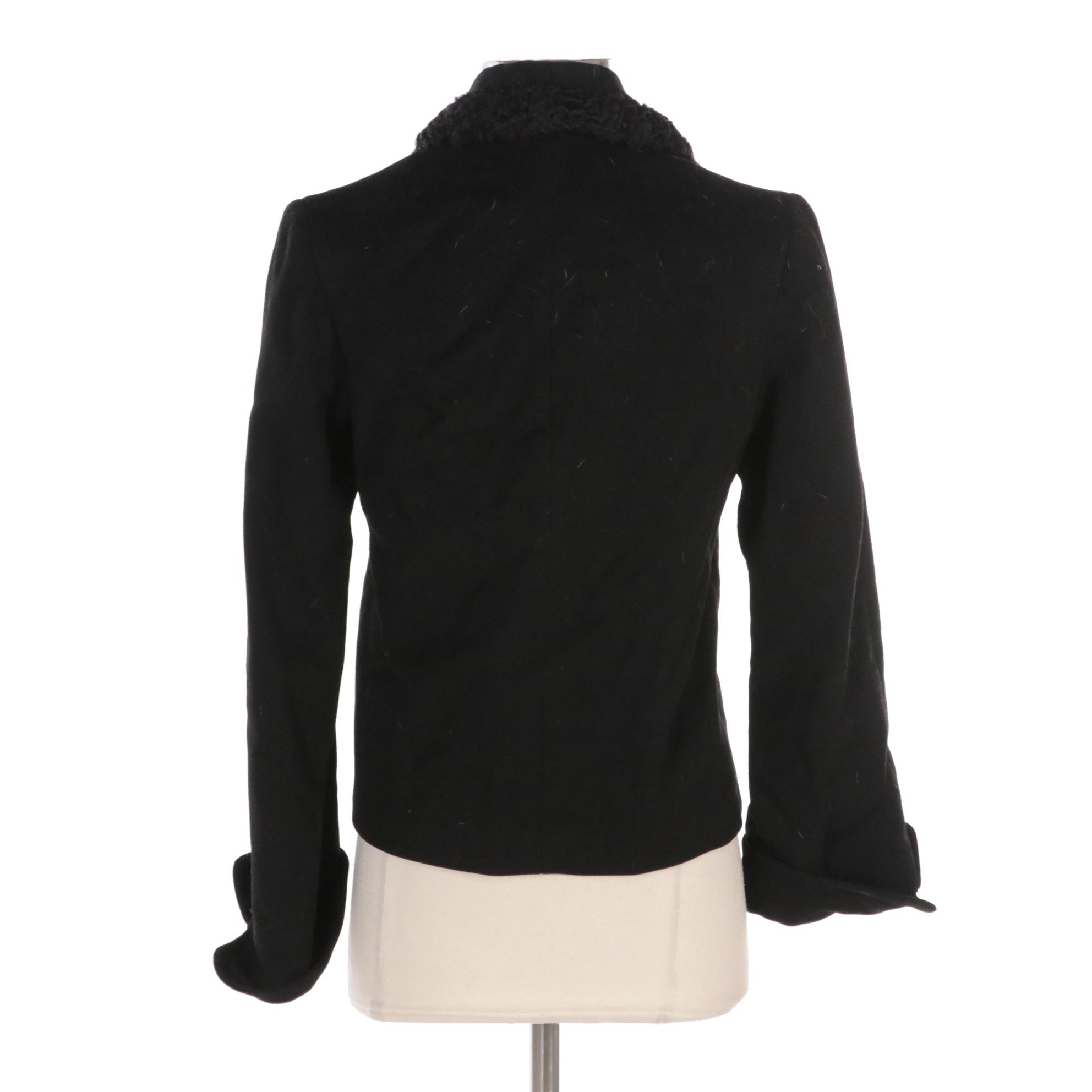 Carole Norman for Miller's Vogue Black Wool Coat with Persian Lamb Fur