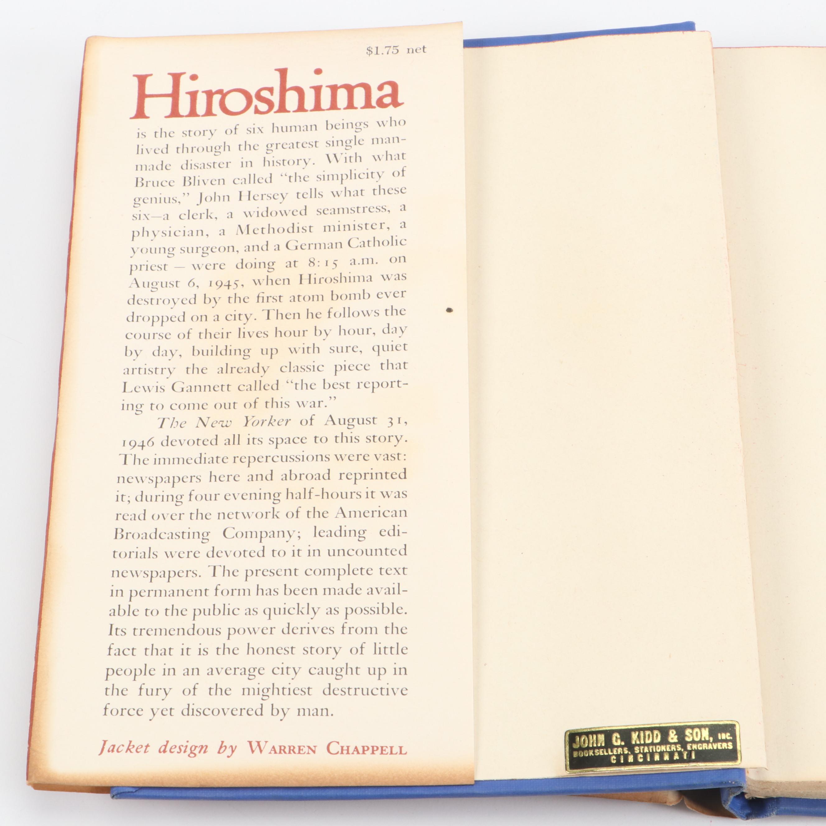 First Edition "Hiroshima" by John Hersey, 1946