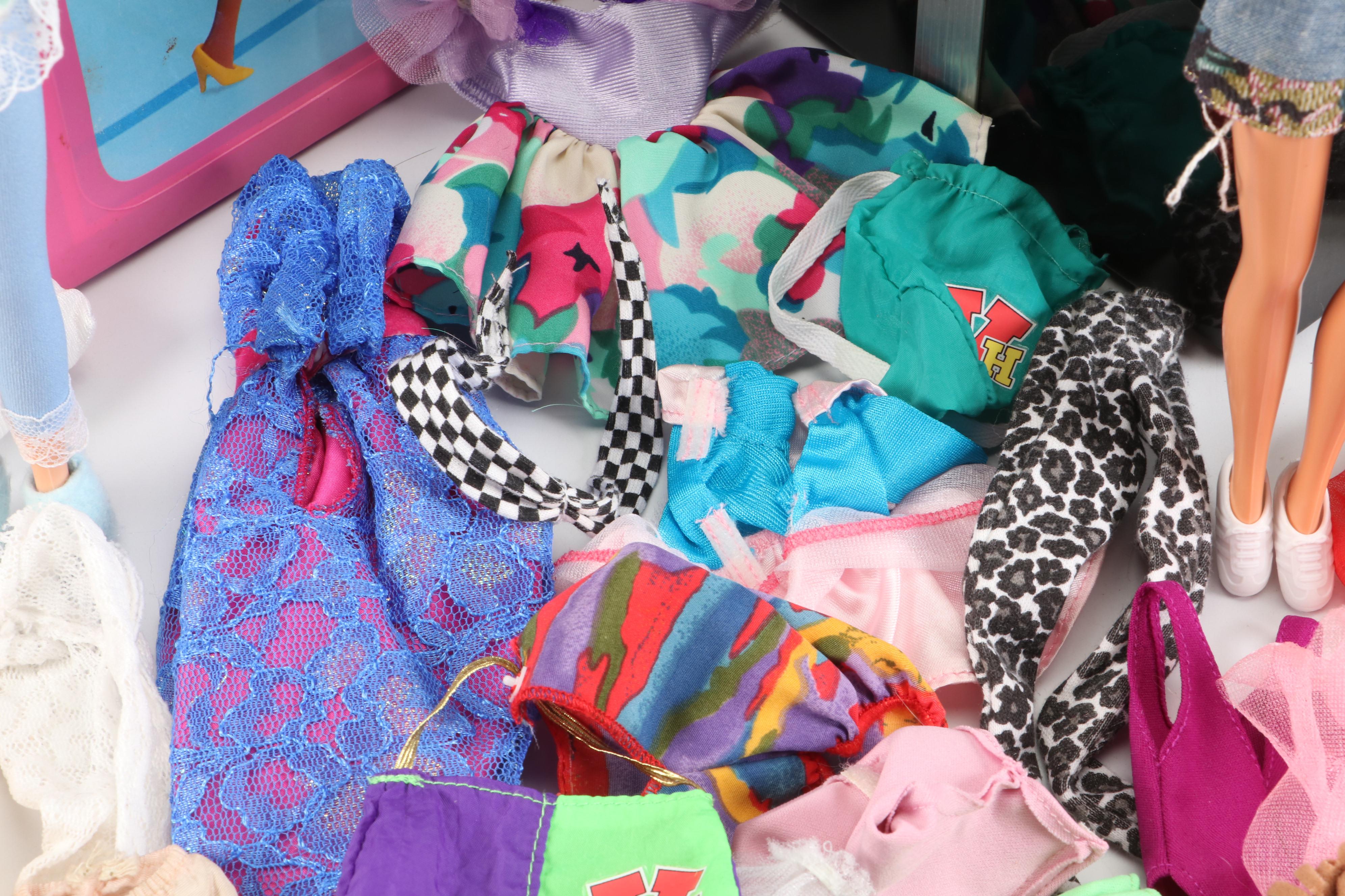 Mattel Doll Trunks with Barbie and Bandai Dolls, Clothes and Accessories, 1961