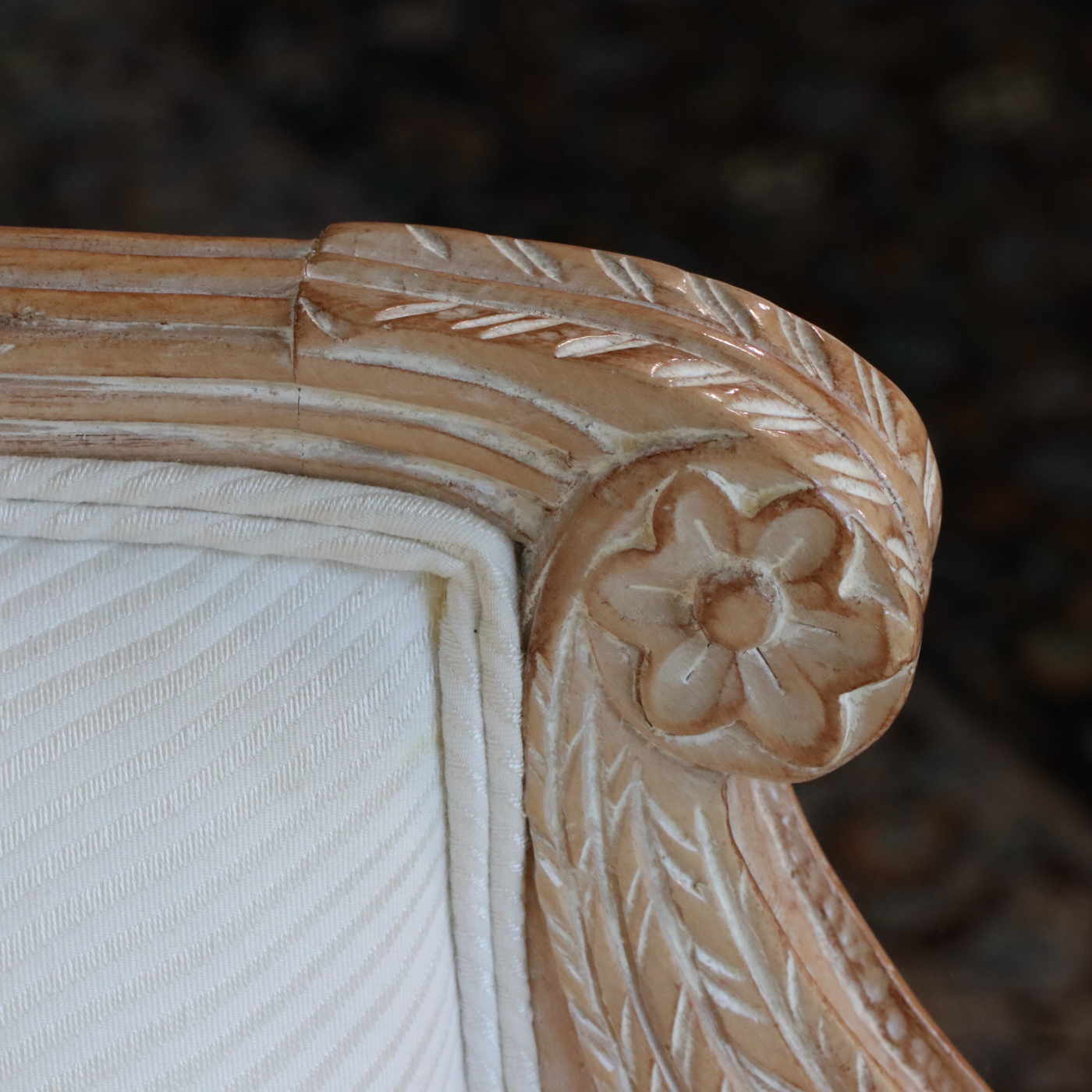 Pair of Regency Style White Washed Swan-Arm Bergère Tub Chairs