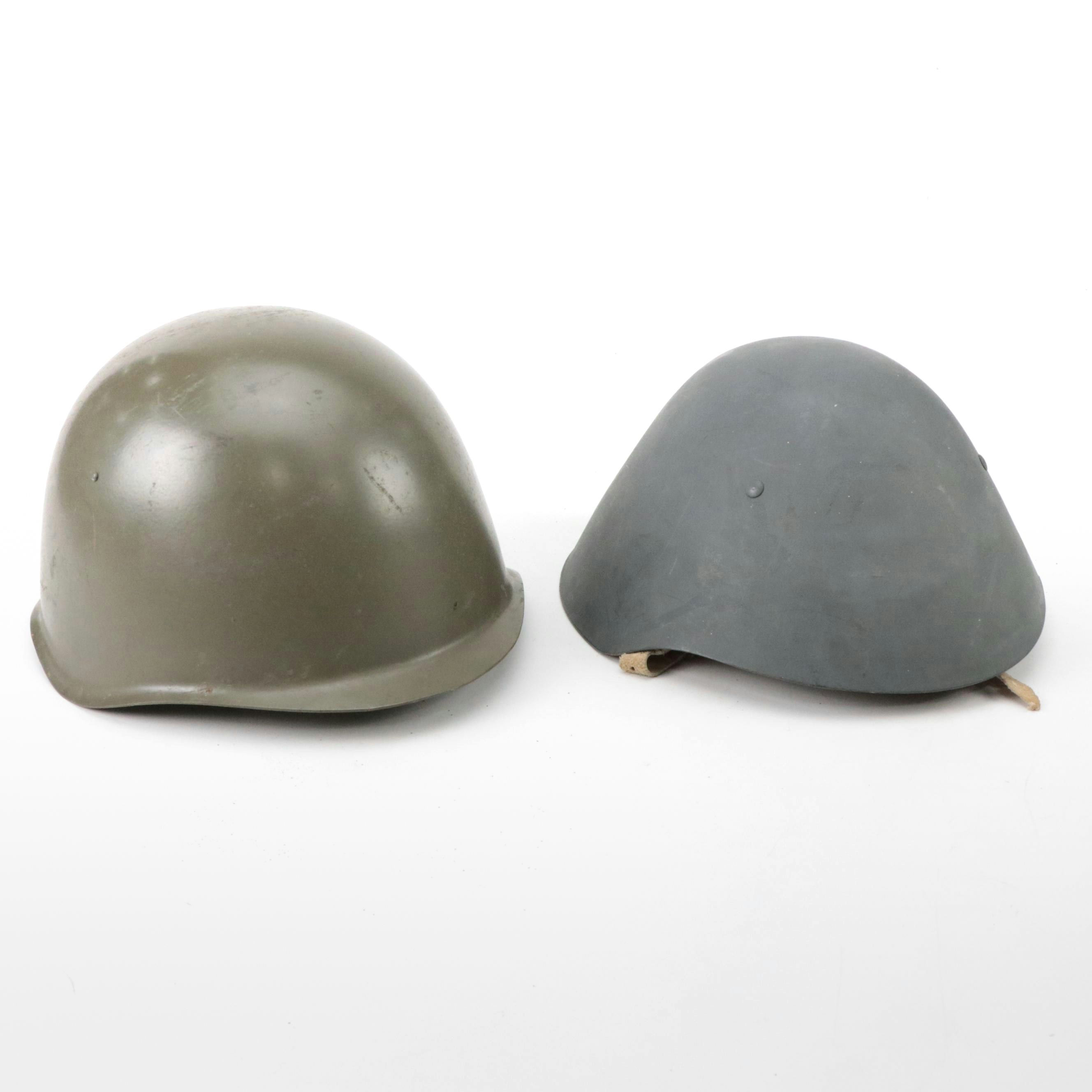 East German M57 Helmet Liner and Czech Helmet, Mid-20th Century