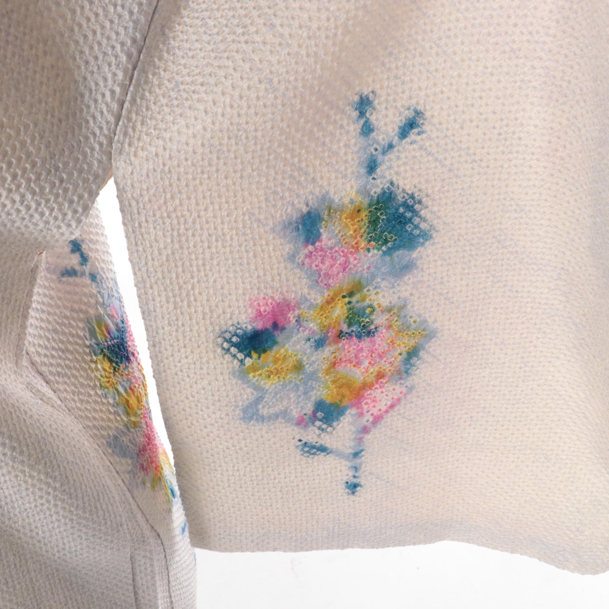 Japanese Haori Jackets in Black and White Embroidered Shibori Silk, Shōwa Period