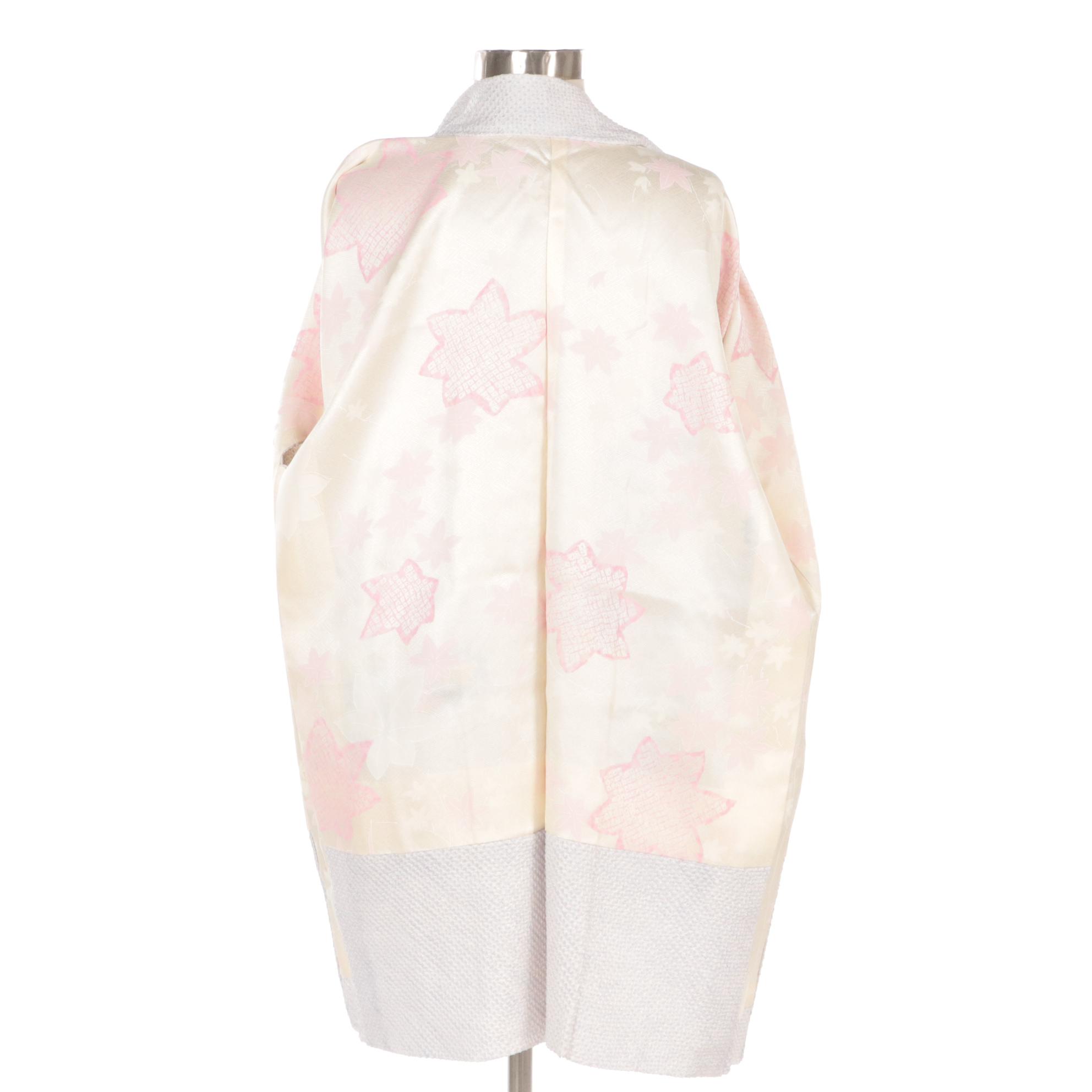 Japanese Haori Jackets in Black and White Embroidered Shibori Silk, Shōwa Period