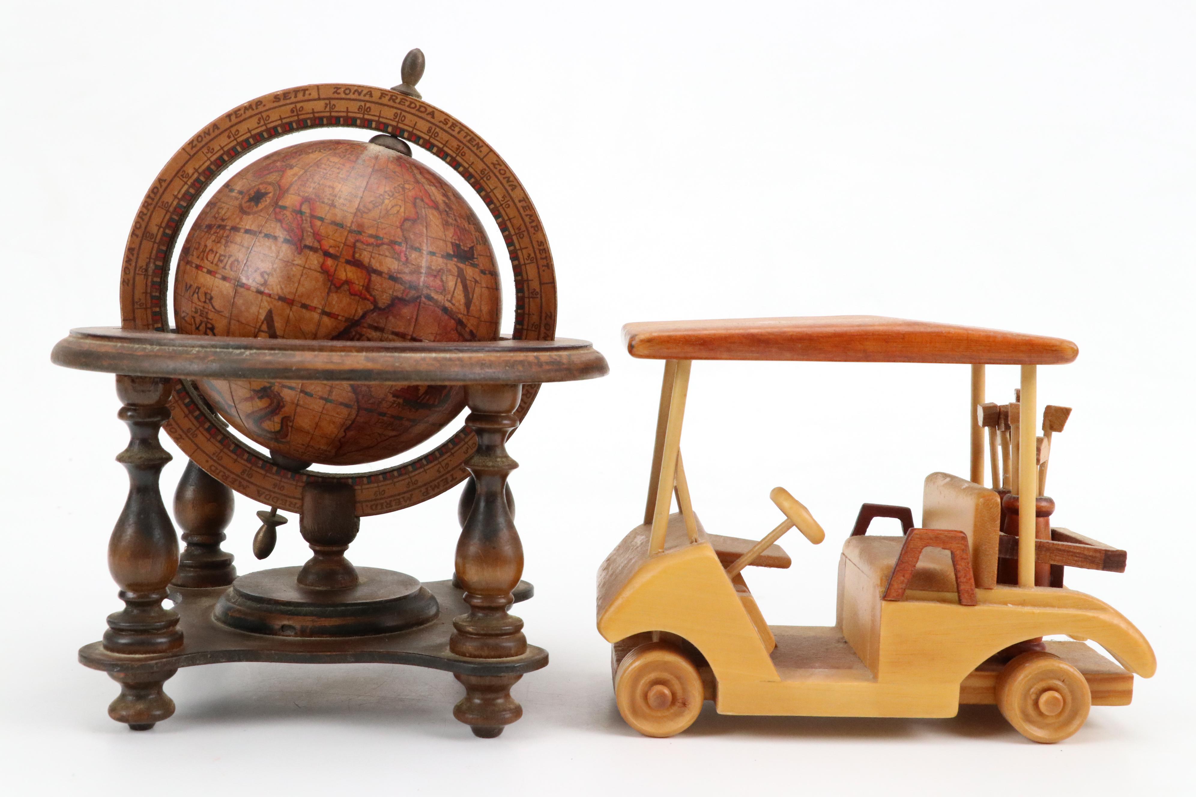 Westclox Art Deco Style Alarm Clock with Miniature Globe and Other Décor