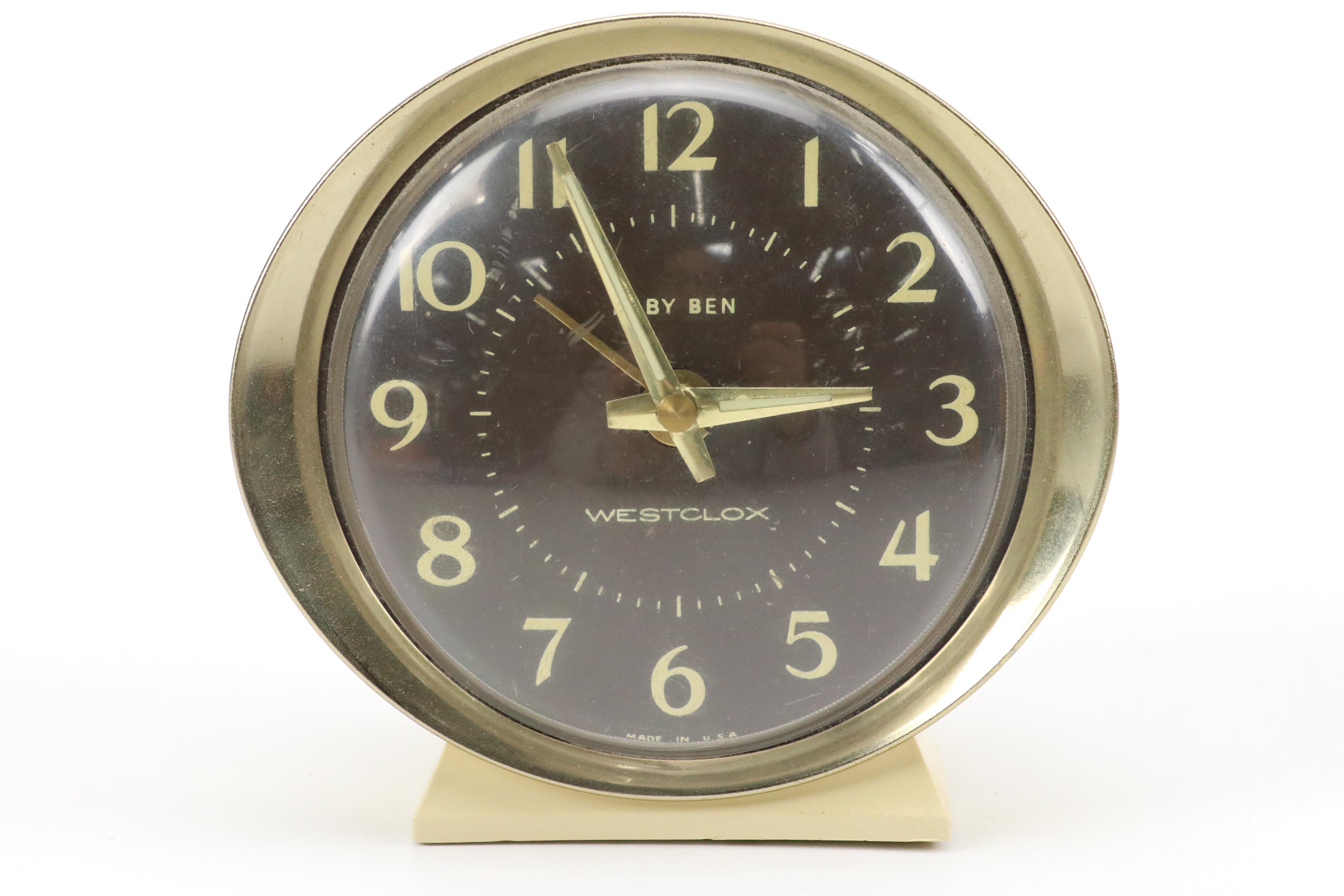 Westclox Art Deco Style Alarm Clock with Miniature Globe and Other Décor