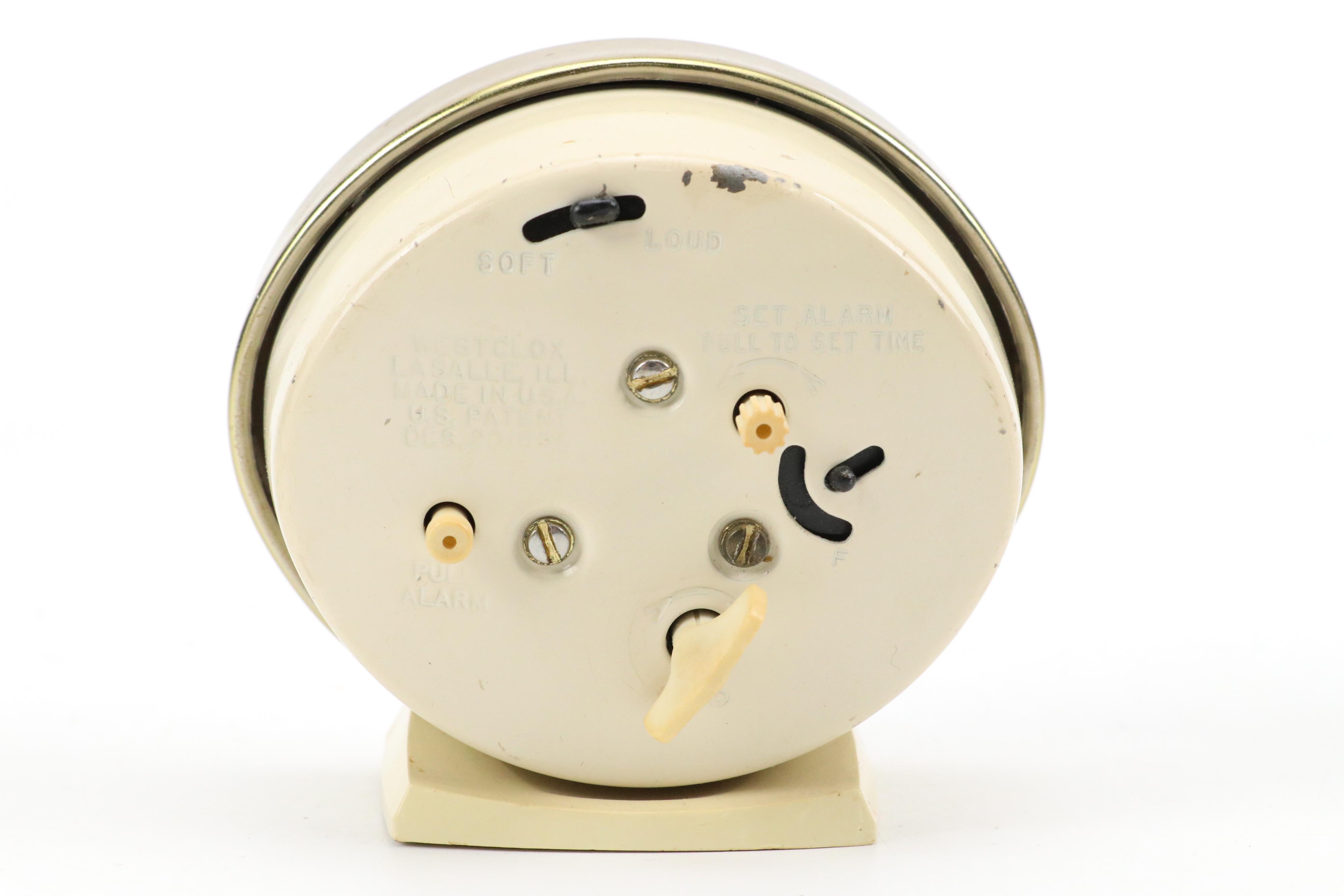 Westclox Art Deco Style Alarm Clock with Miniature Globe and Other