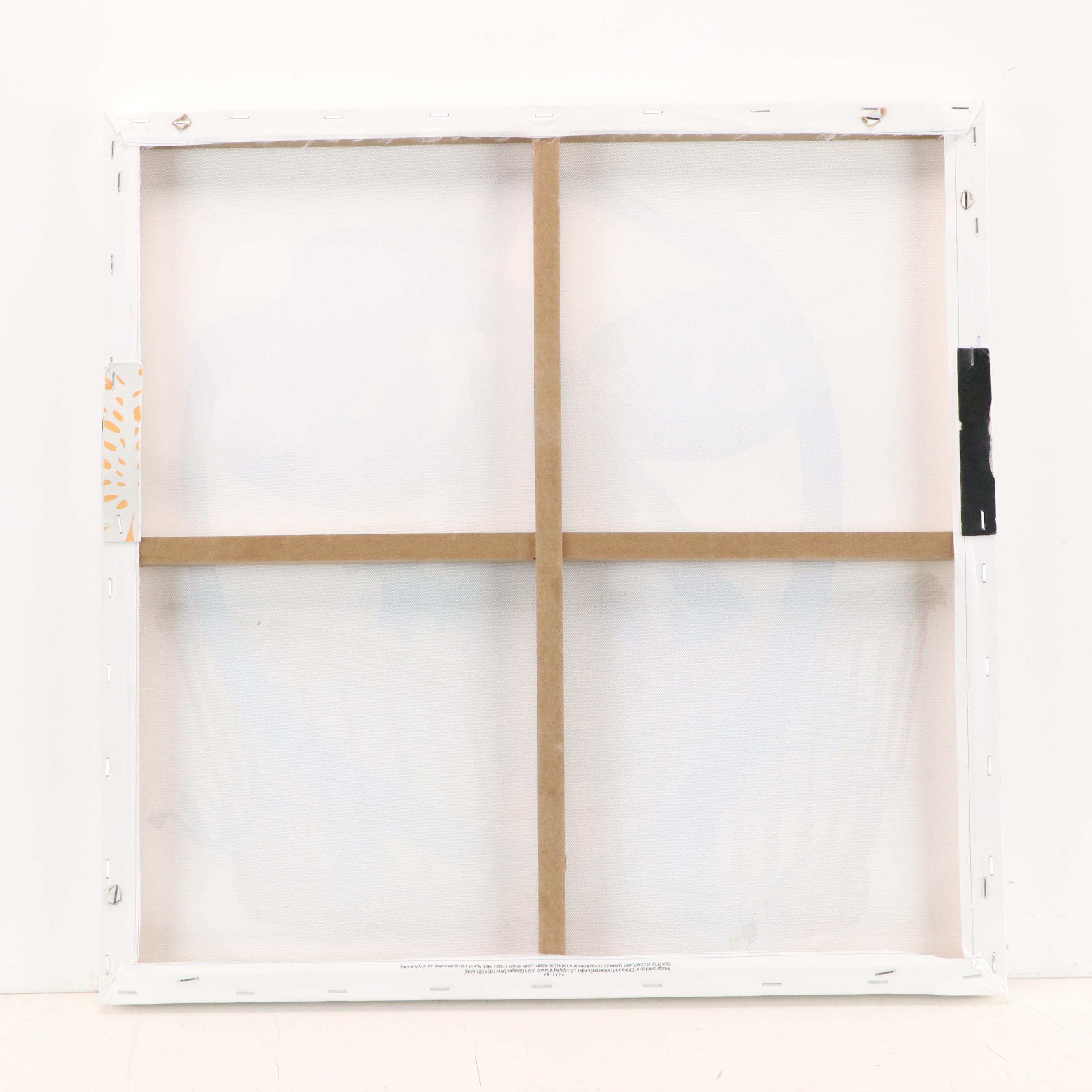 Peter Keil Abstract Acrylic Portrait Over Giclée of Cow in Basket