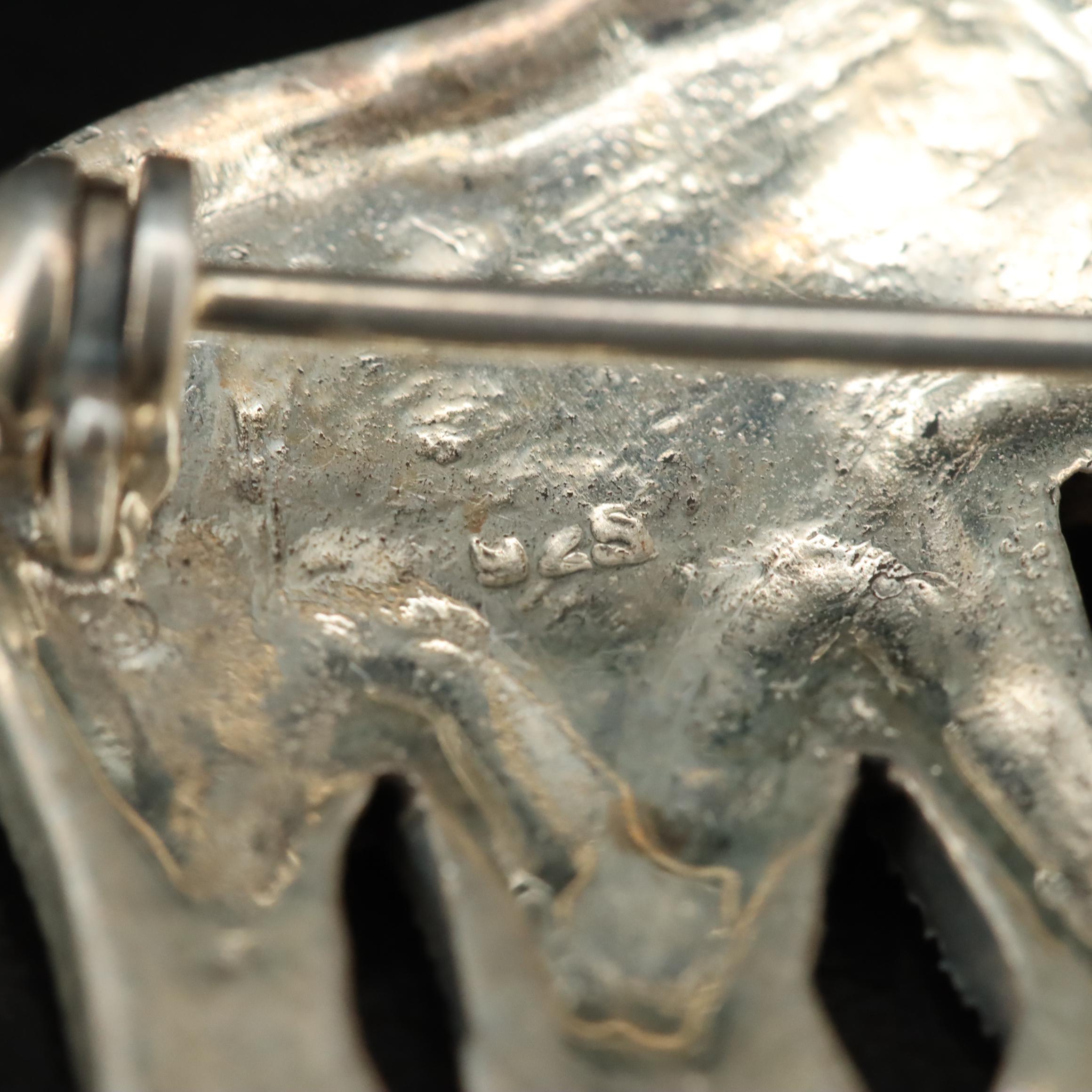 Sterling Elephant Marcasite Elephant Mom and Baby Pin