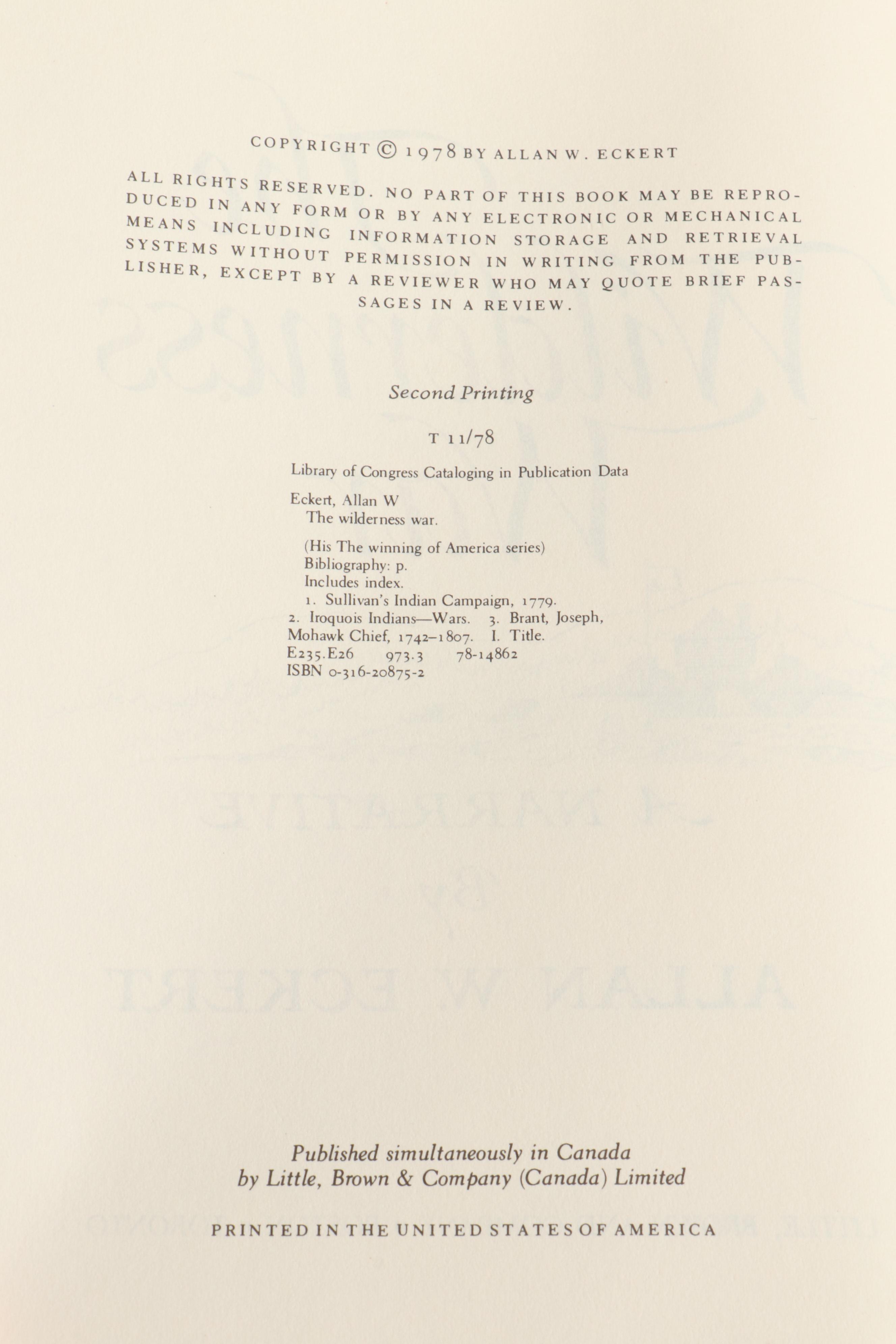 Second Printing "The Wilderness War" and "The Frontiersmen" by Allan W. Eckert