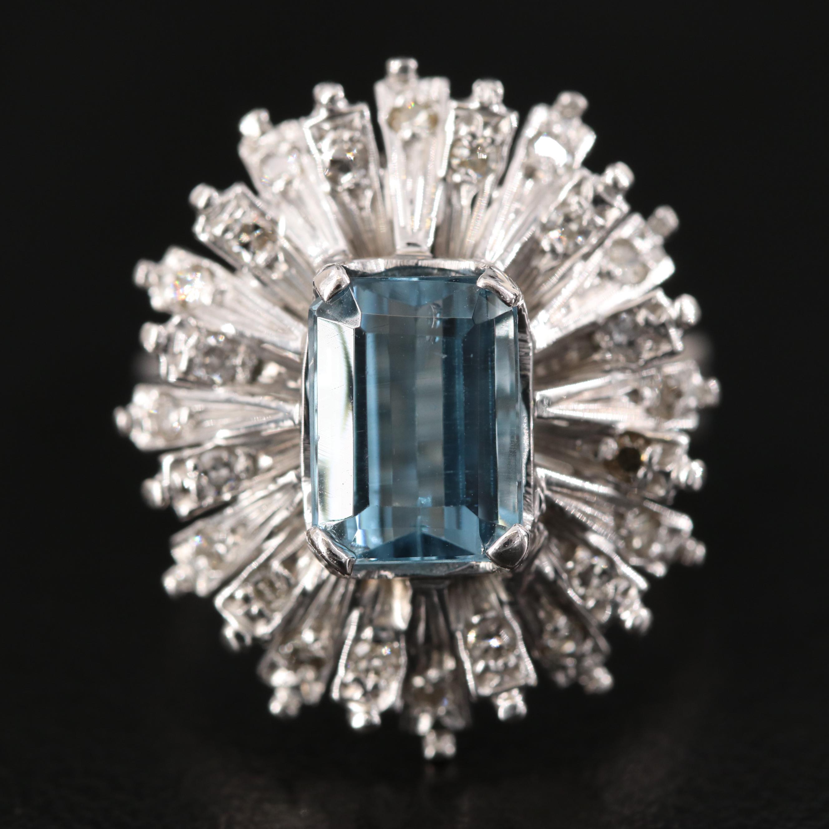 Post-War Silver Palladium Alloy  Topaz and Diamond High-Low Ring