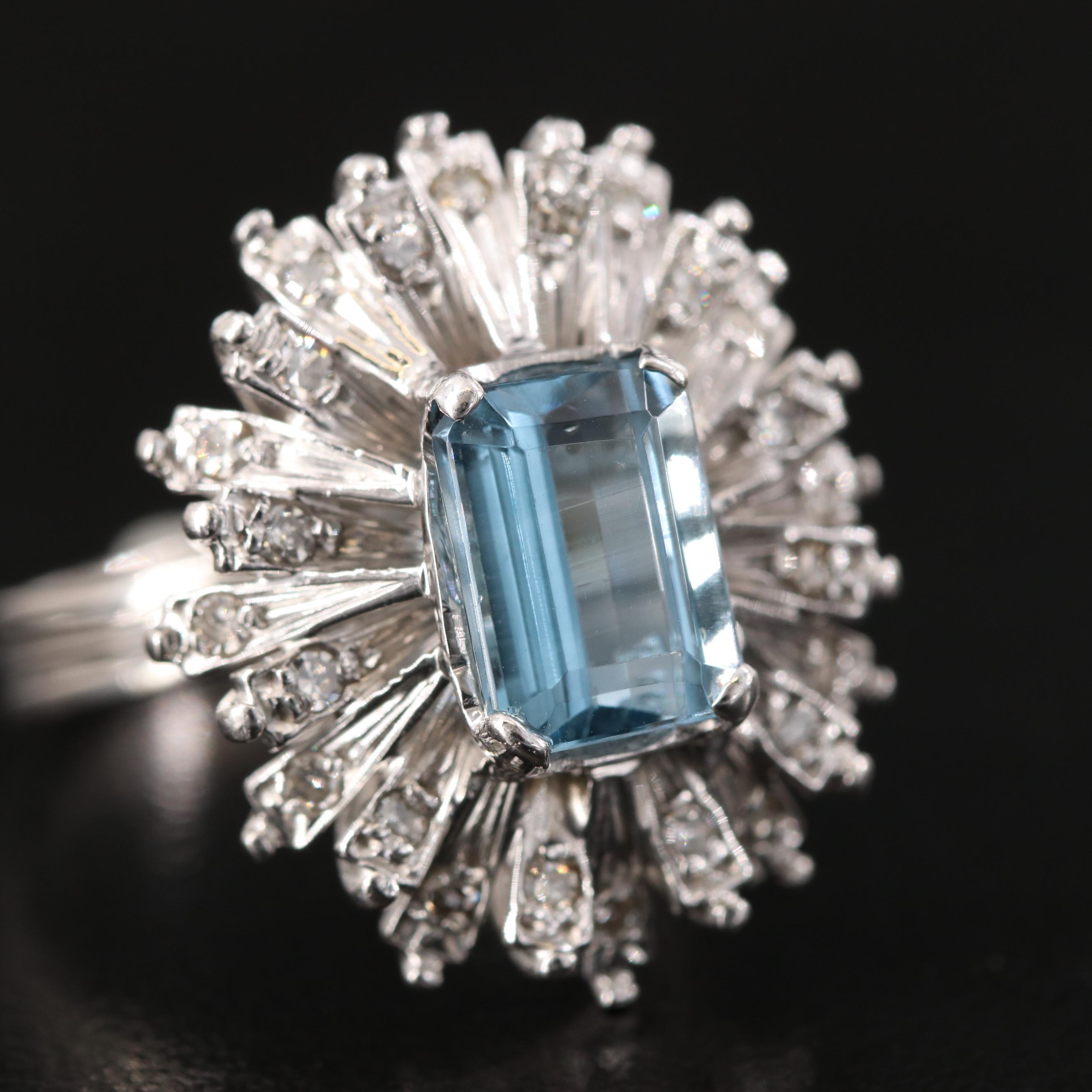 Post-War Silver Palladium Alloy  Topaz and Diamond High-Low Ring