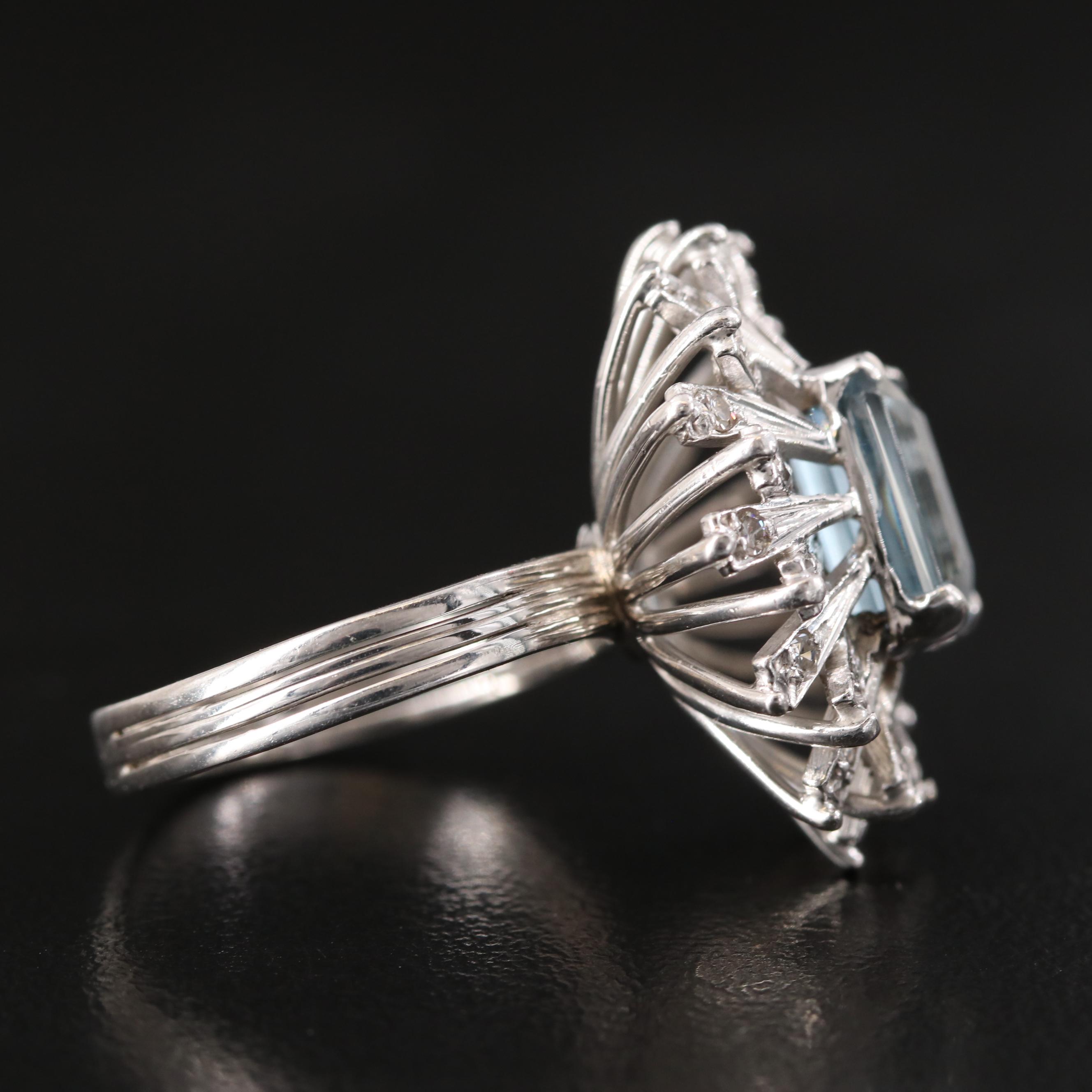 Post-War Silver Palladium Alloy  Topaz and Diamond High-Low Ring