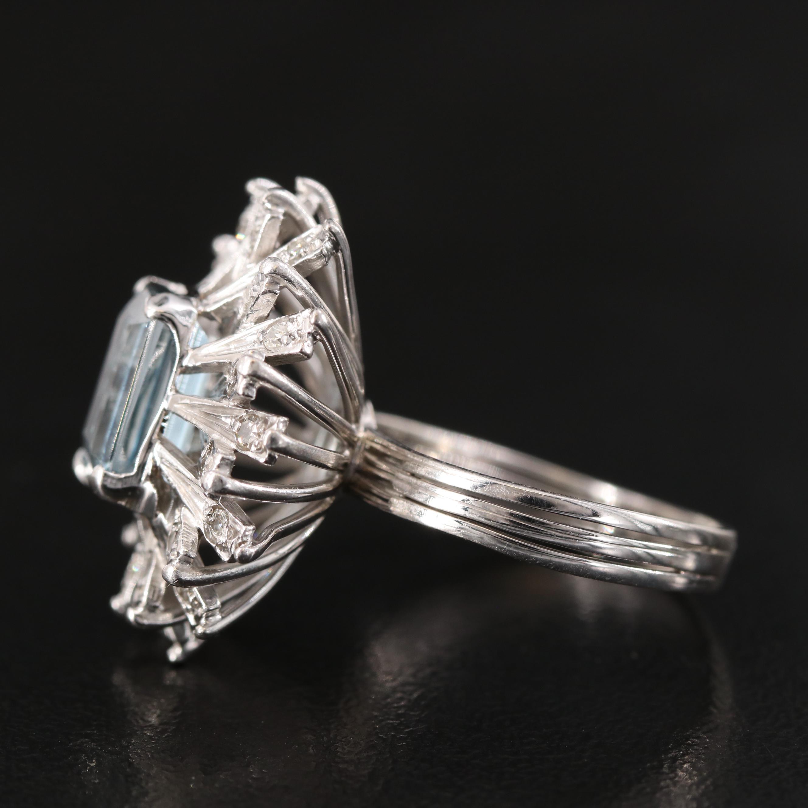 Post-War Silver Palladium Alloy  Topaz and Diamond High-Low Ring