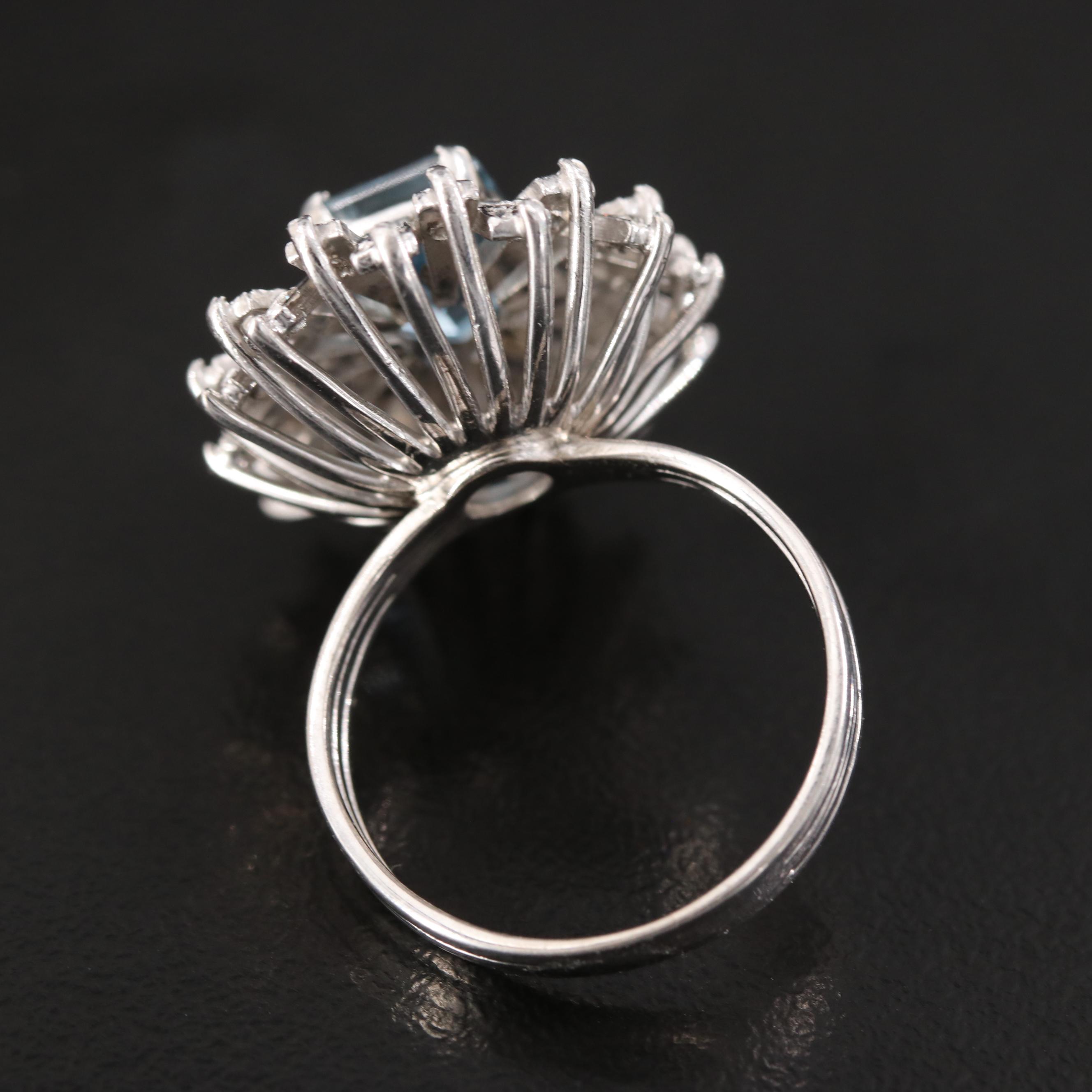 Post-War Silver Palladium Alloy  Topaz and Diamond High-Low Ring