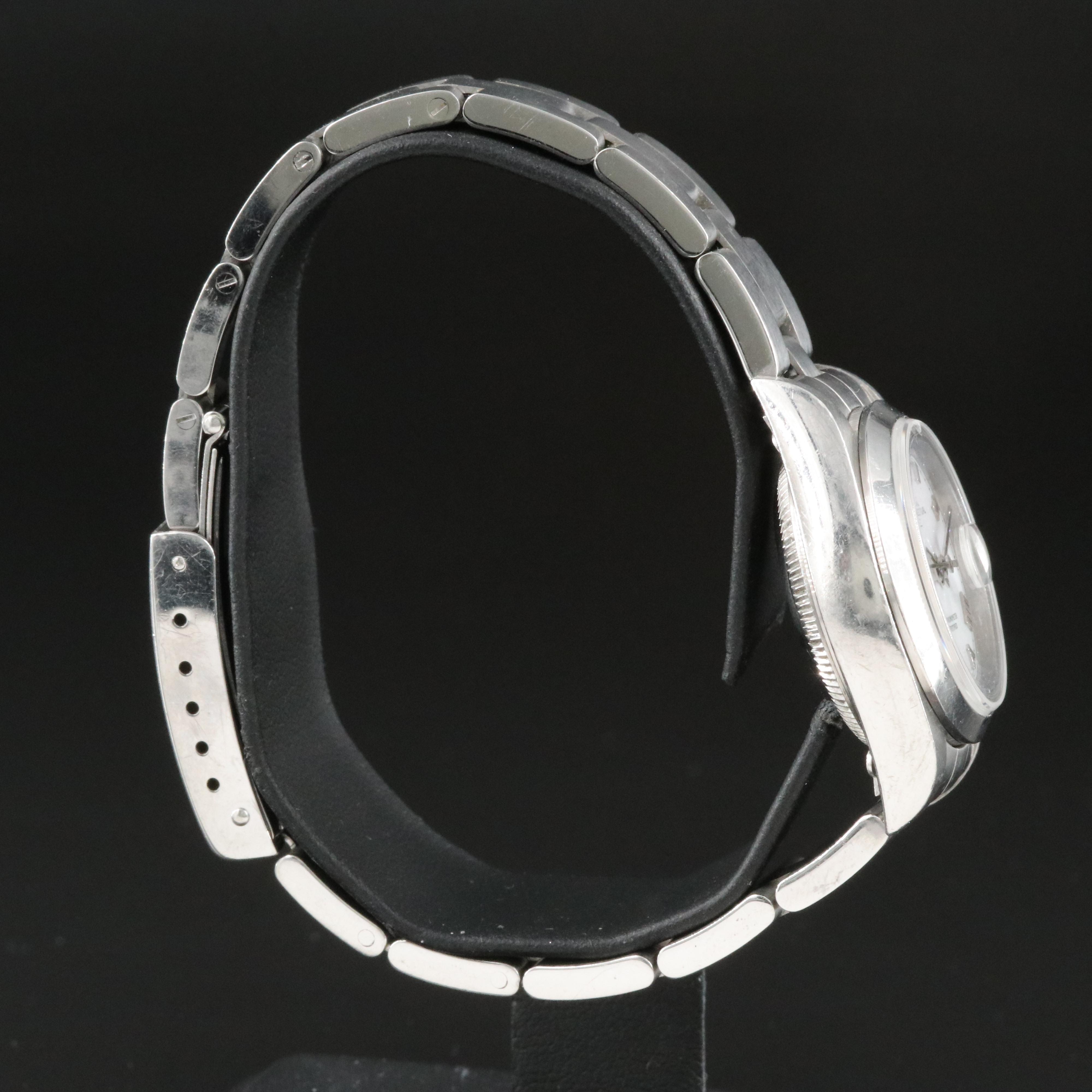 2002 Rolex Oyster Perpetual White Roman Dial Date Watch