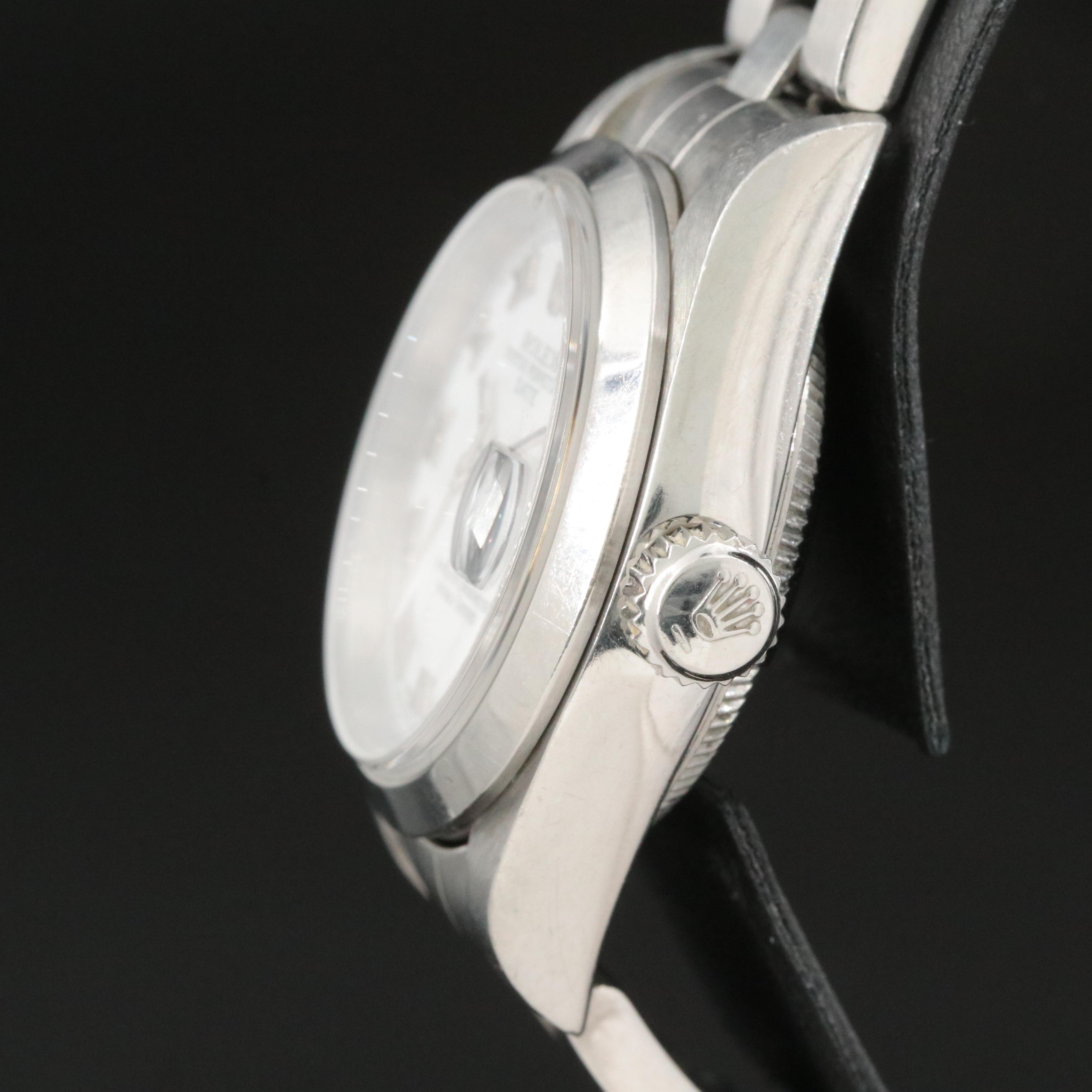 2002 Rolex Oyster Perpetual White Roman Dial Date Watch