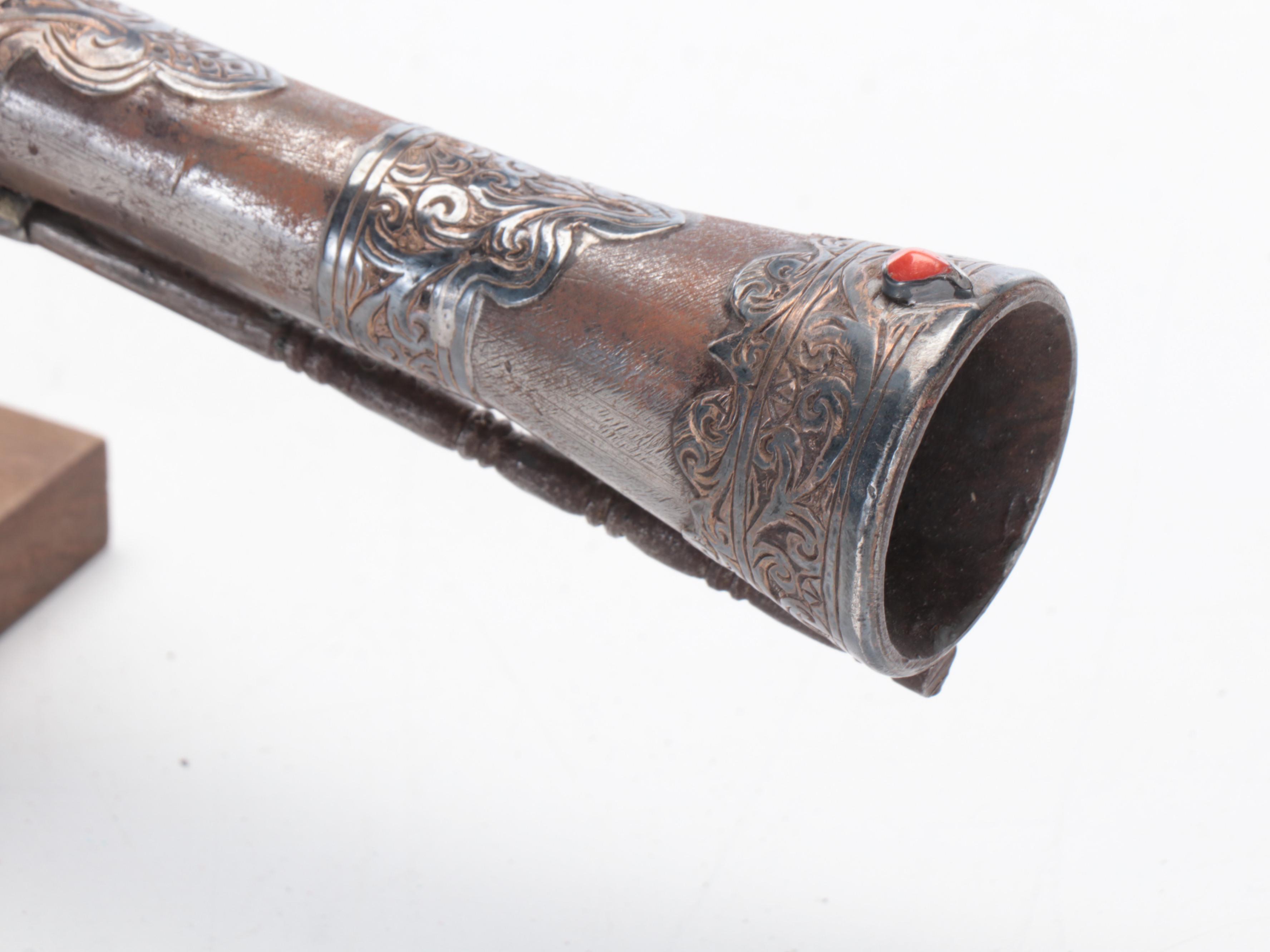 Ottoman Ornate Metal Flintlock Blunderbuss Rifle with Tower Lock Plate