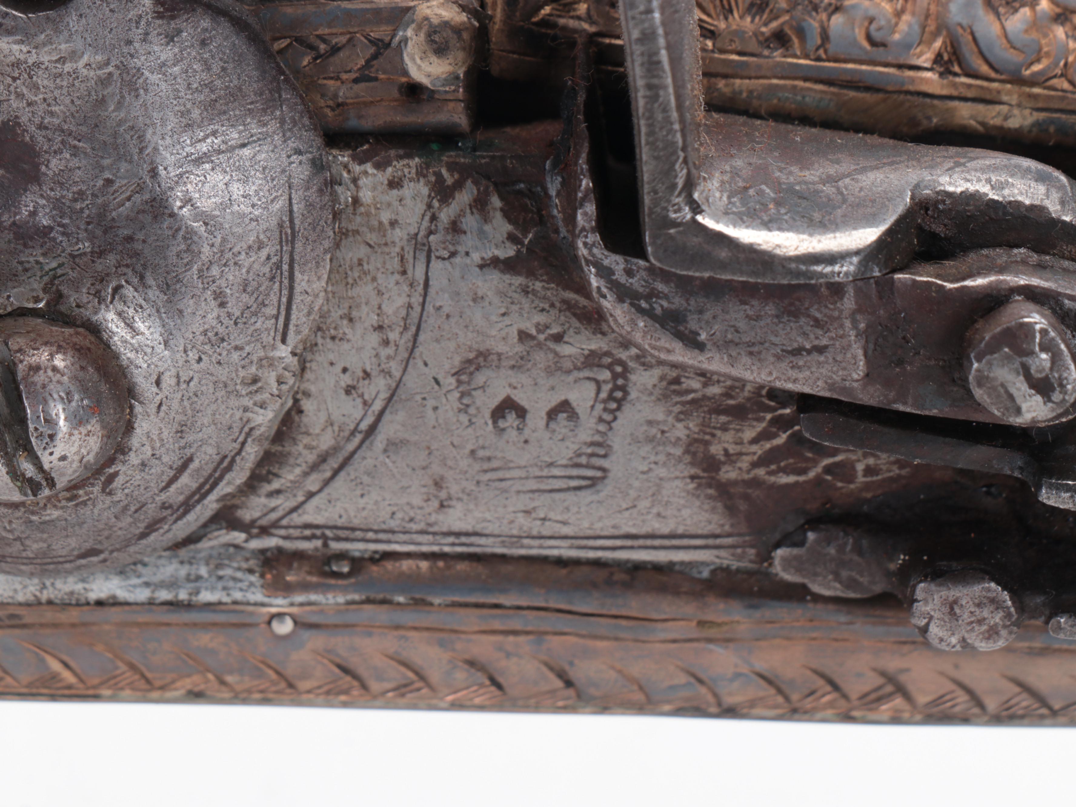 Ottoman Ornate Metal Flintlock Blunderbuss Rifle with Tower Lock Plate