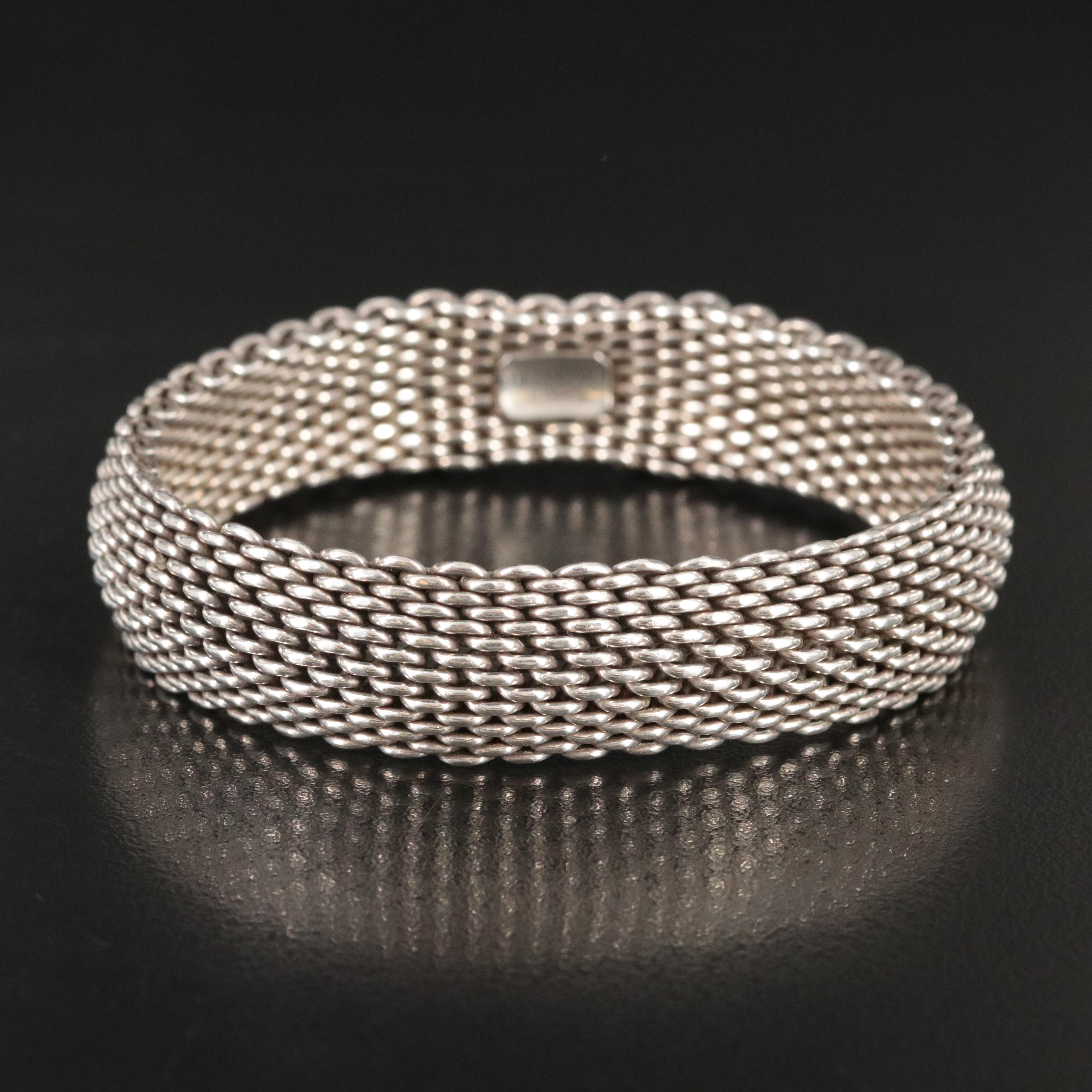 Tiffany & Co. Somerset Sterling Mesh Bangle Bracelet