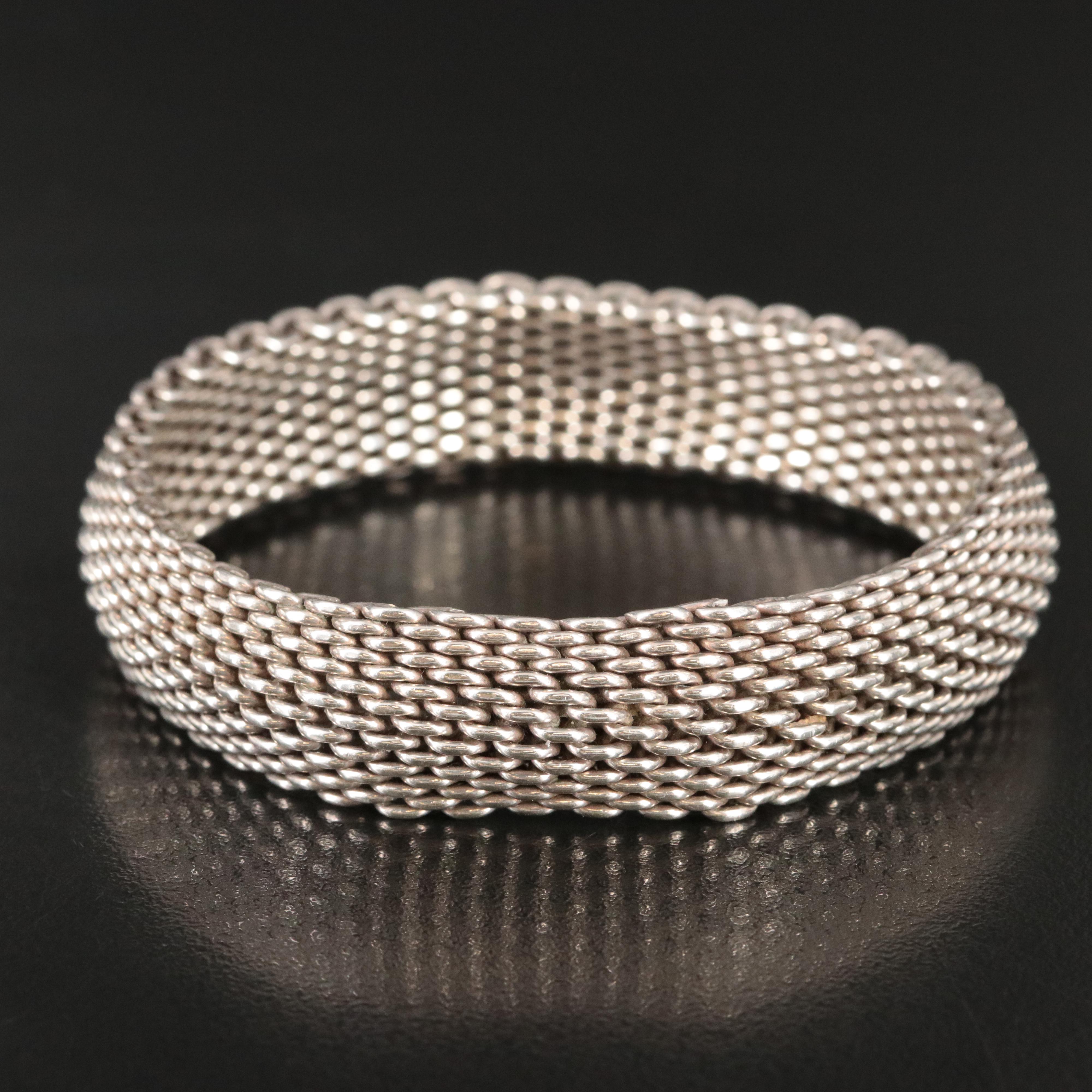 Tiffany & Co. Somerset Sterling Mesh Bangle Bracelet