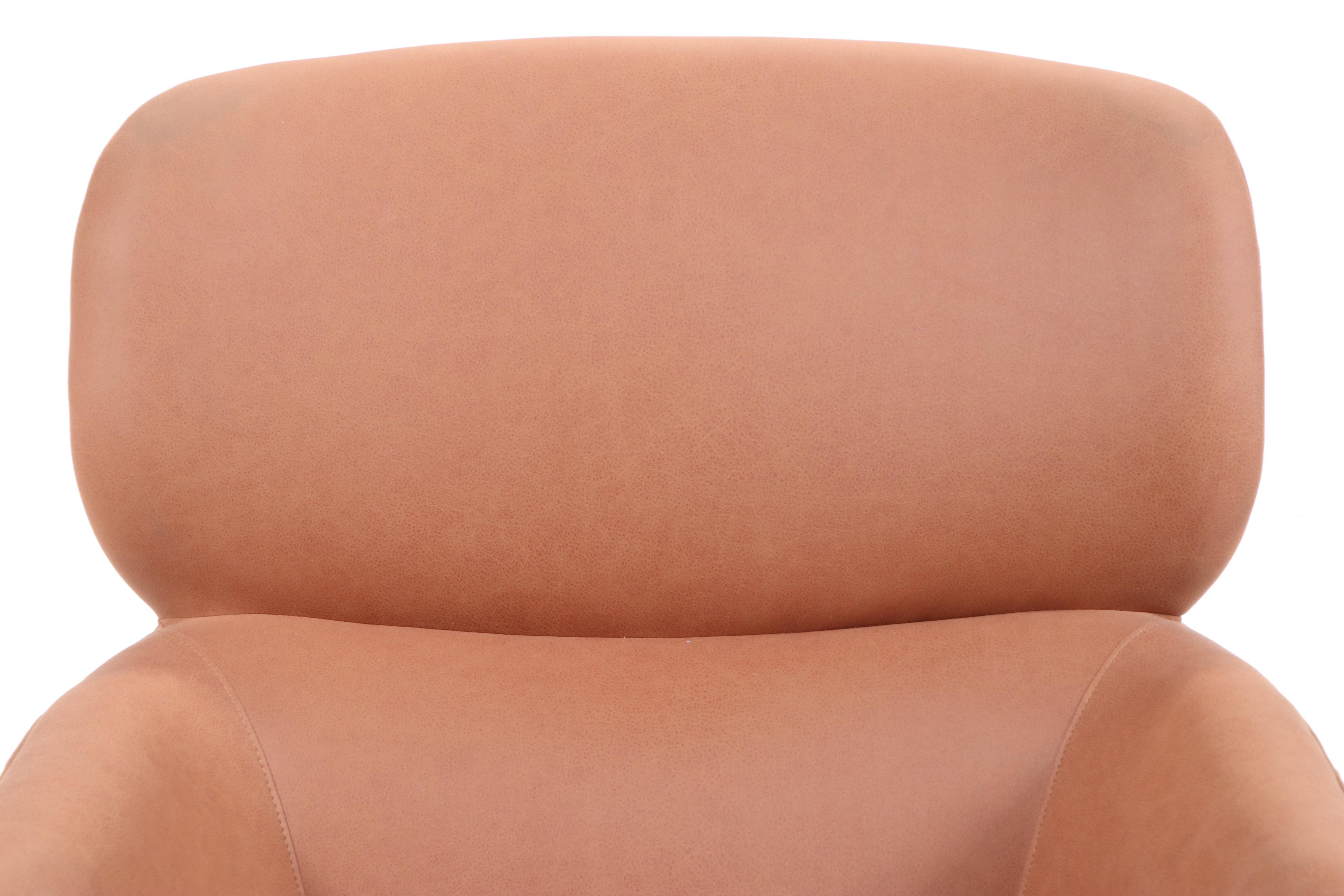 Mid Century Modern Style Leather Swivel Arm Chair