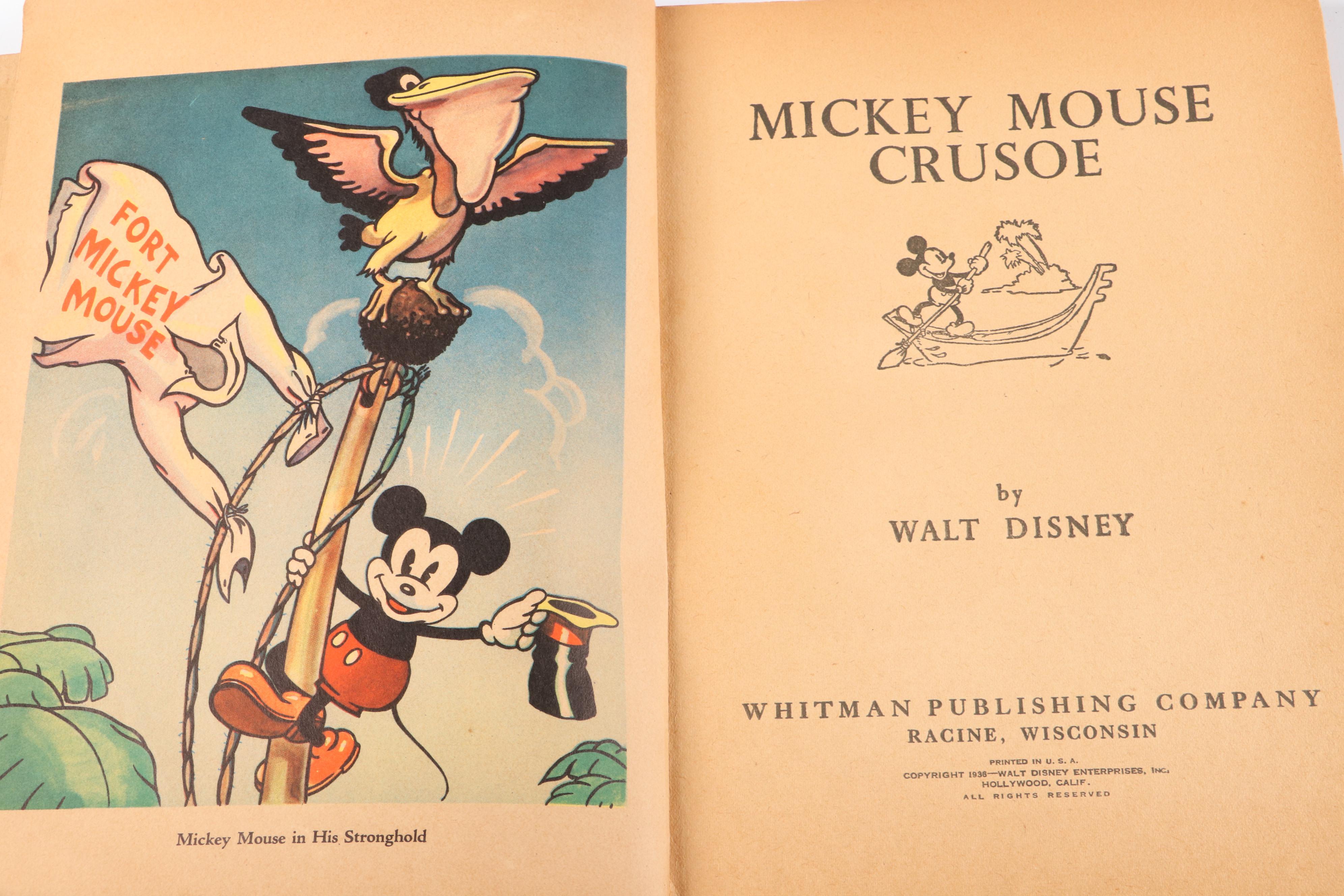 "Mickey Mouse, Crusoe" by Walt Disney with More Children's Books, 20th C.