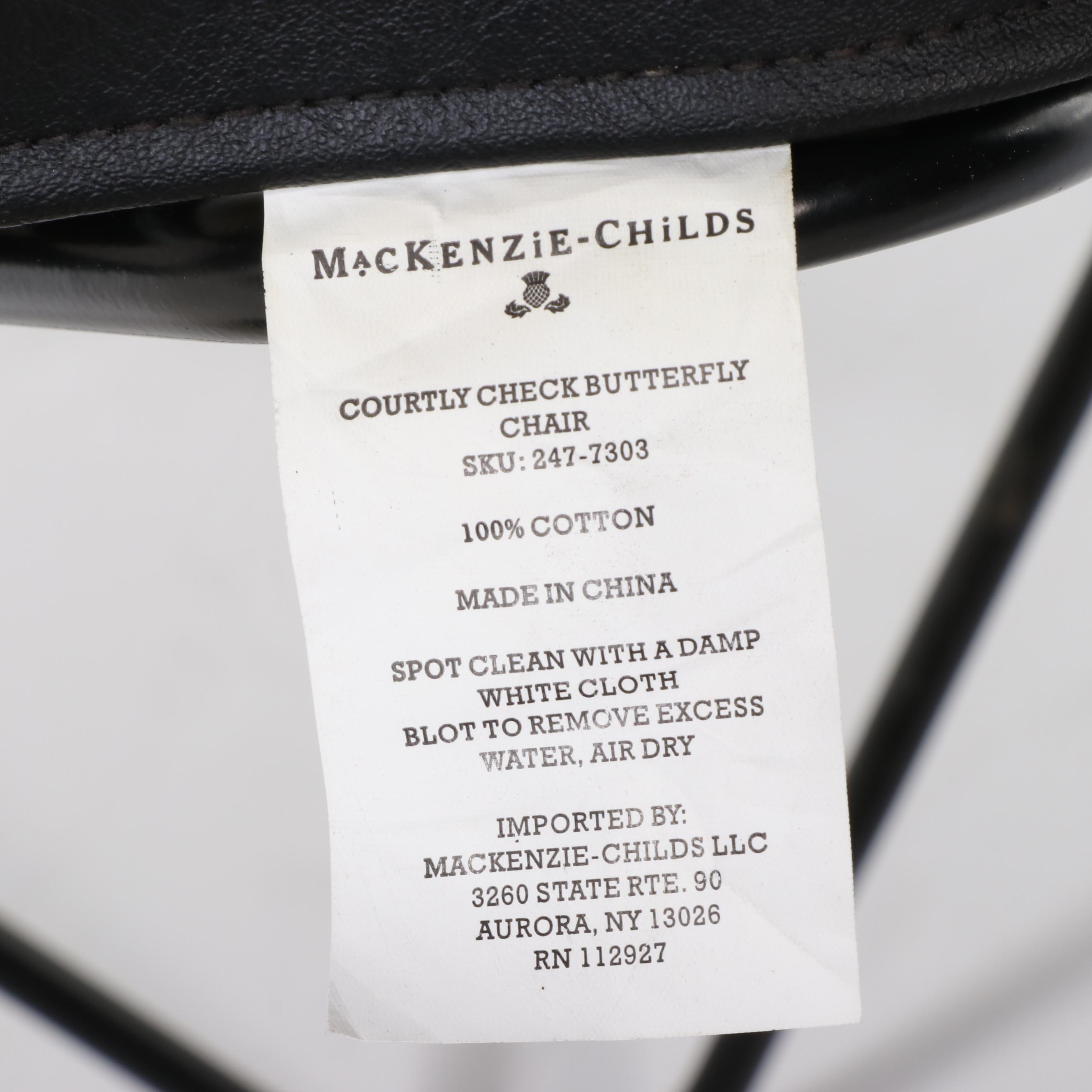 MacKenzie-Childs Courtly Check Butterfly Folding Chair