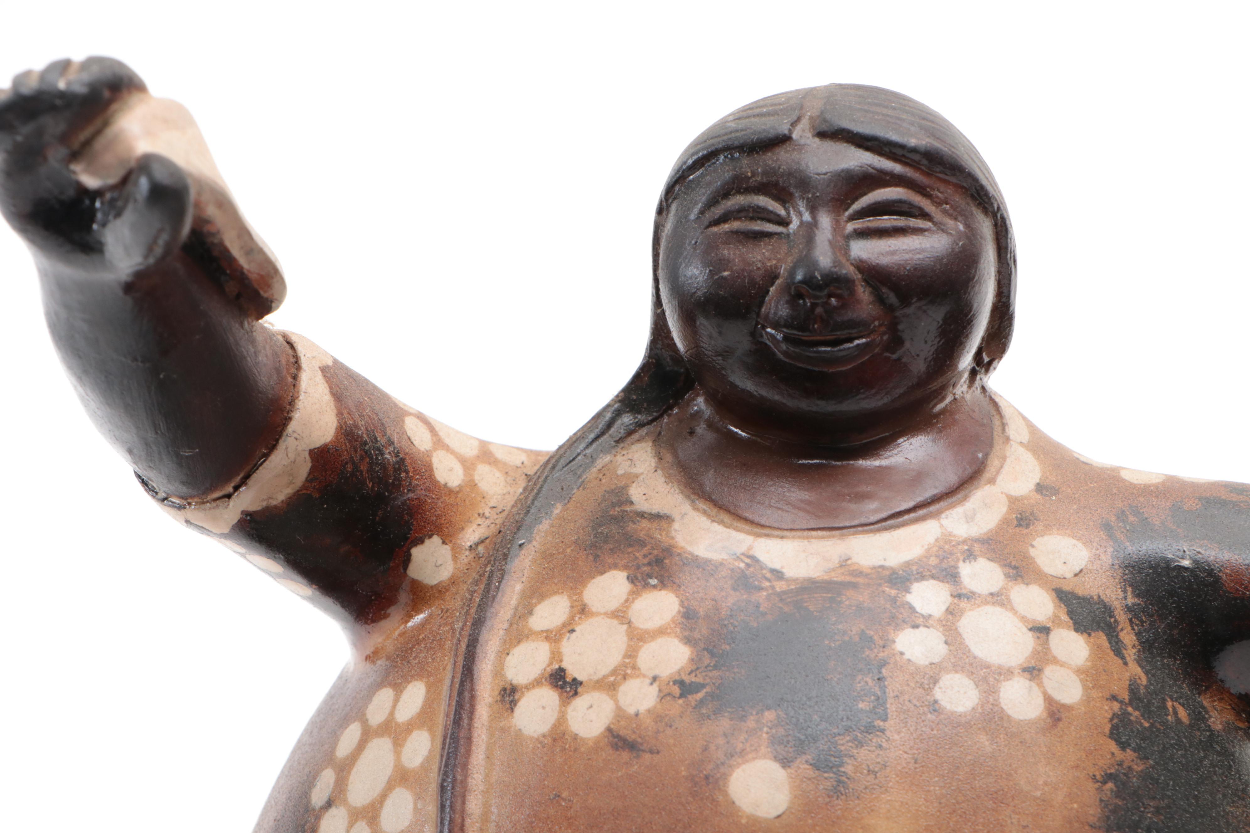 Peruvian Folk Art Terracotta Figures of Female Dancers and Waterbearers