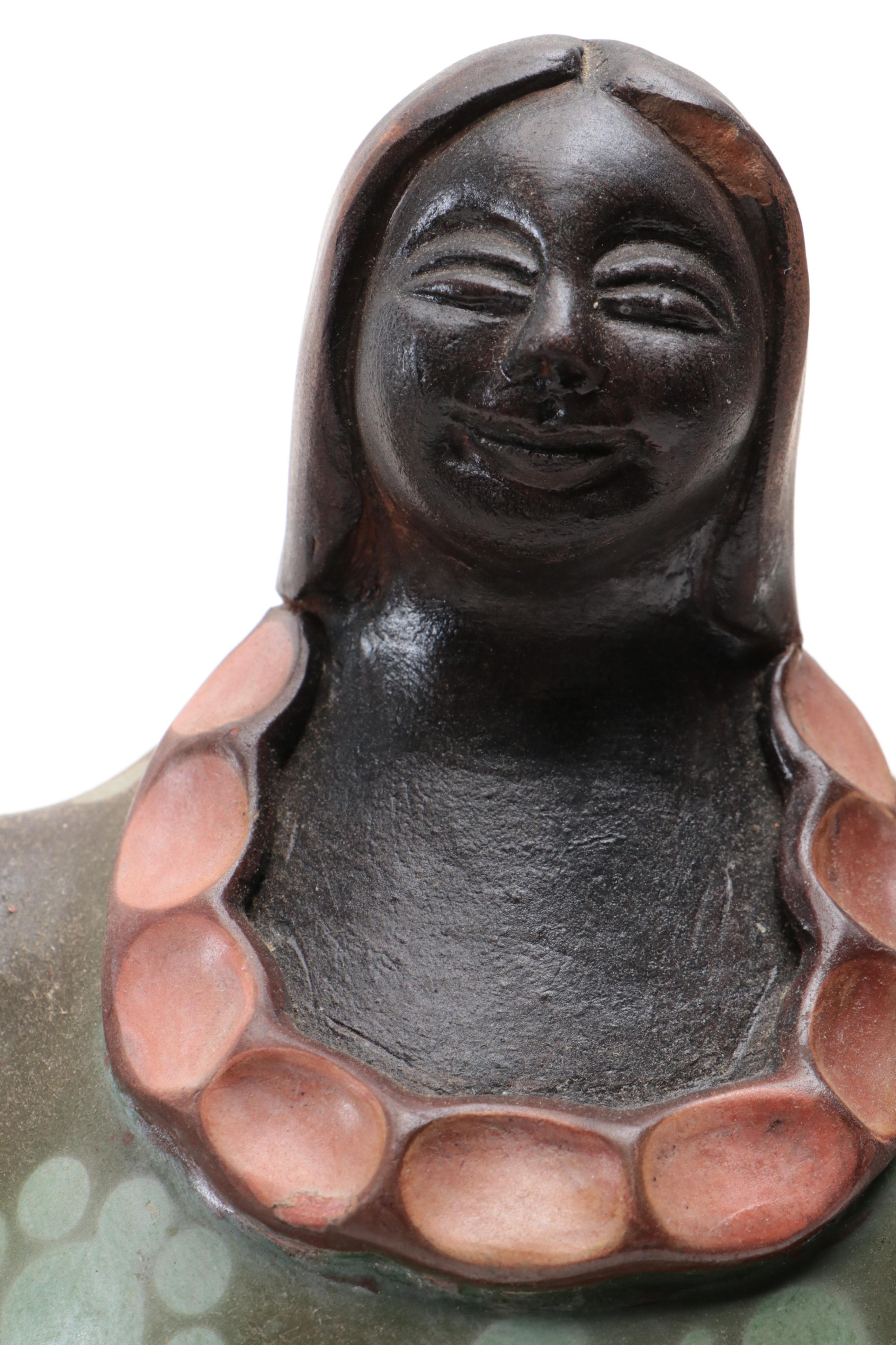 Peruvian Folk Art Terracotta Figures of Female Dancers and Waterbearers