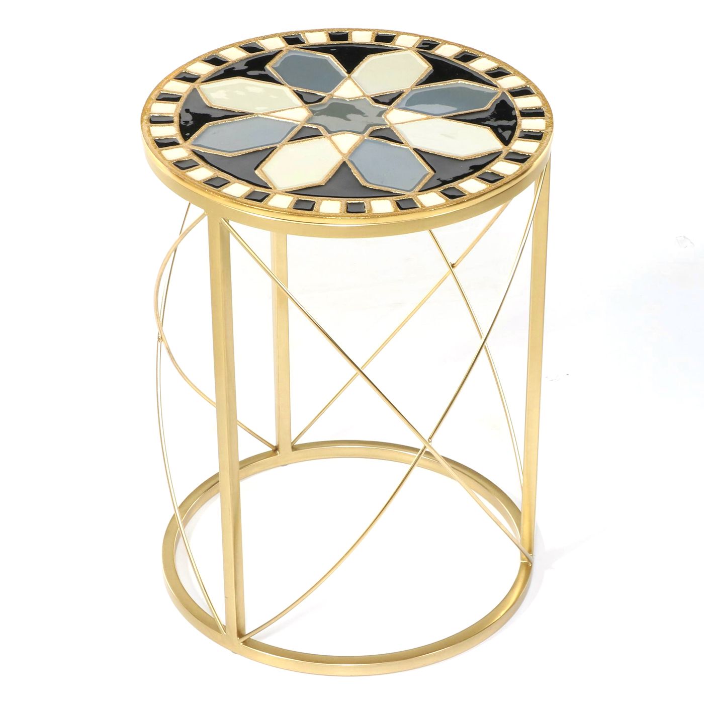MacKenzie-Childs "Drinks On Us" Metal Side Table with Ceramic Mosaic