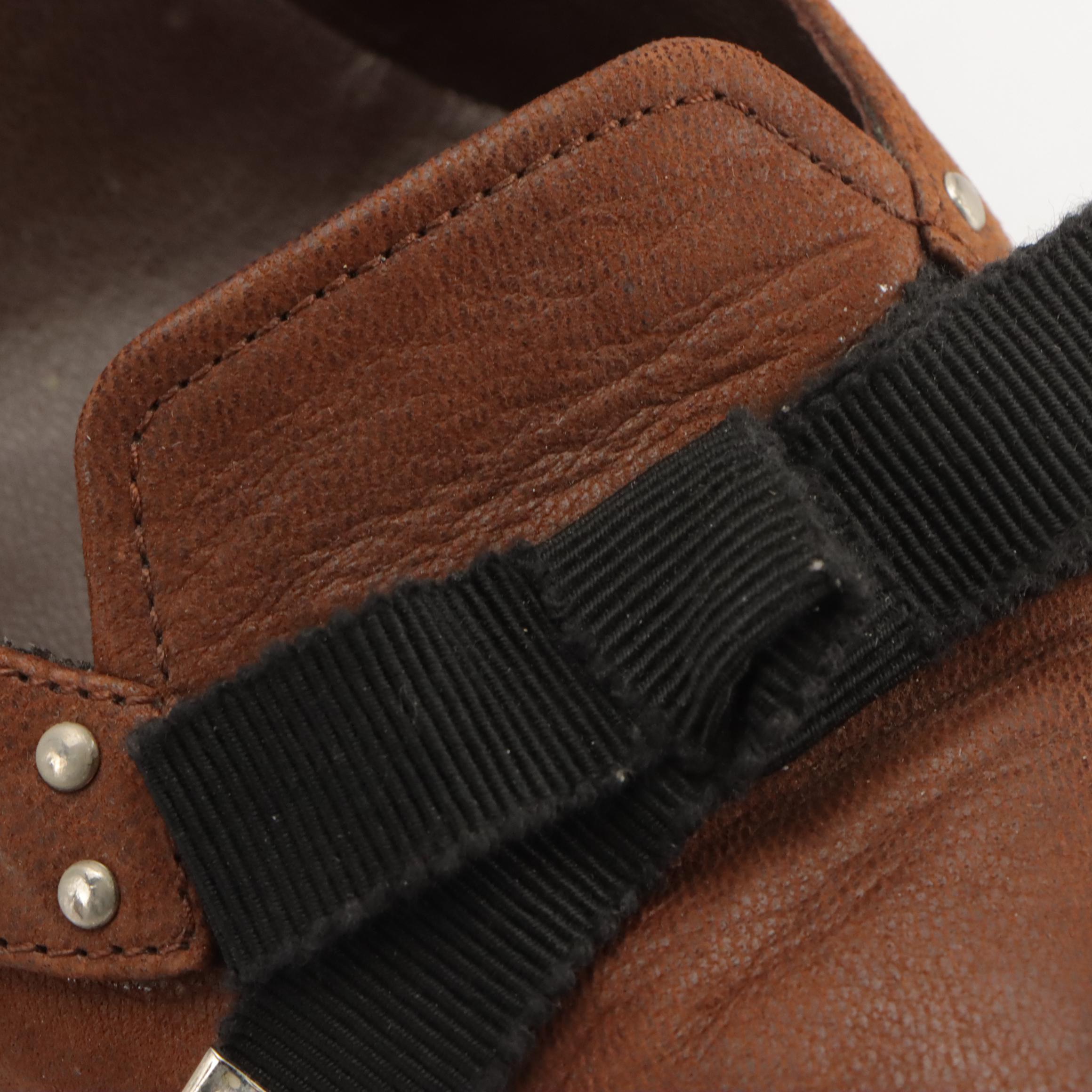 Prada Pointed Toe Bow Heels in Brown Leather and Suede