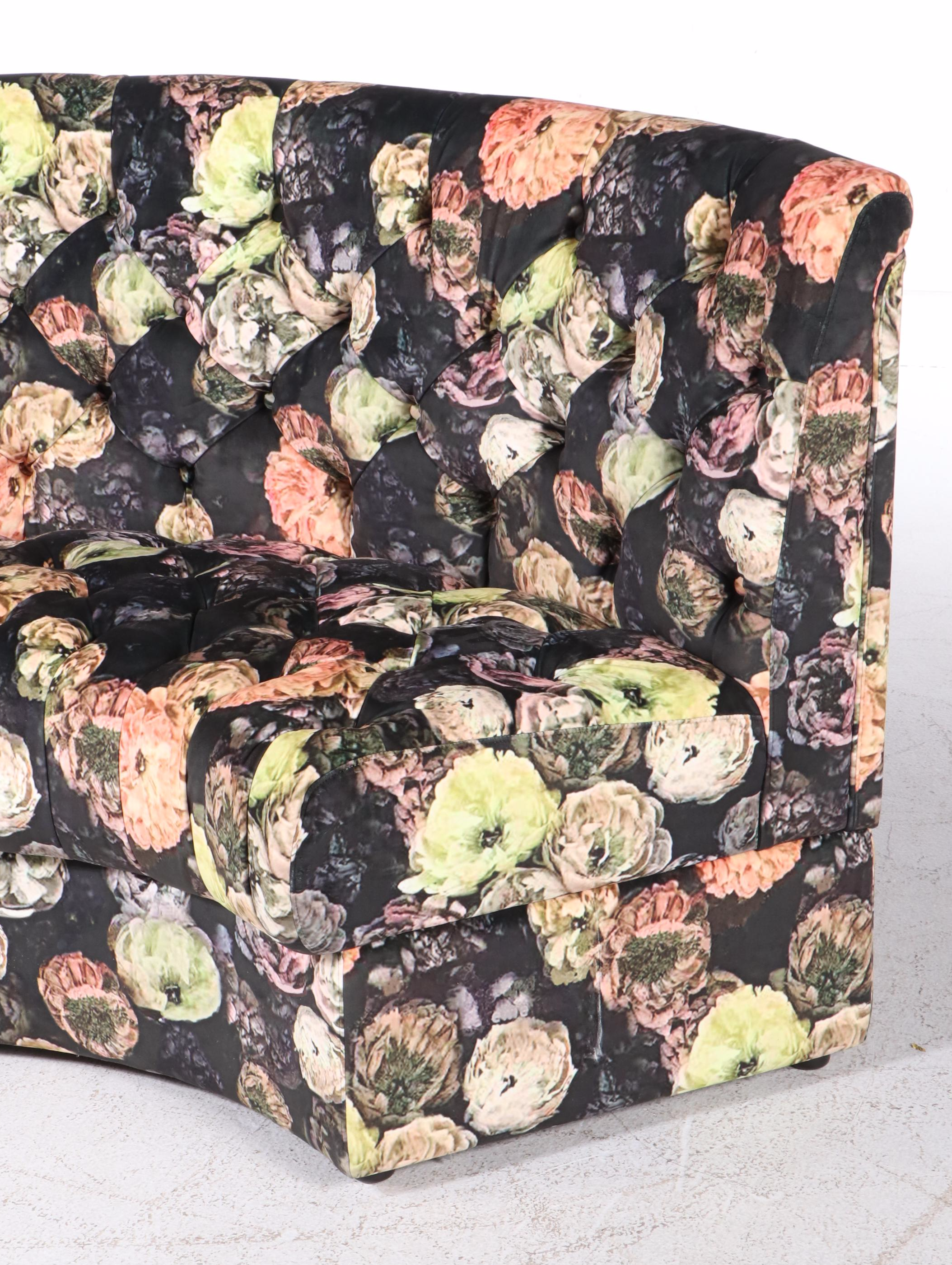 Tufted Upholstered Curved Booth Bench, Mid to Late 20th Century