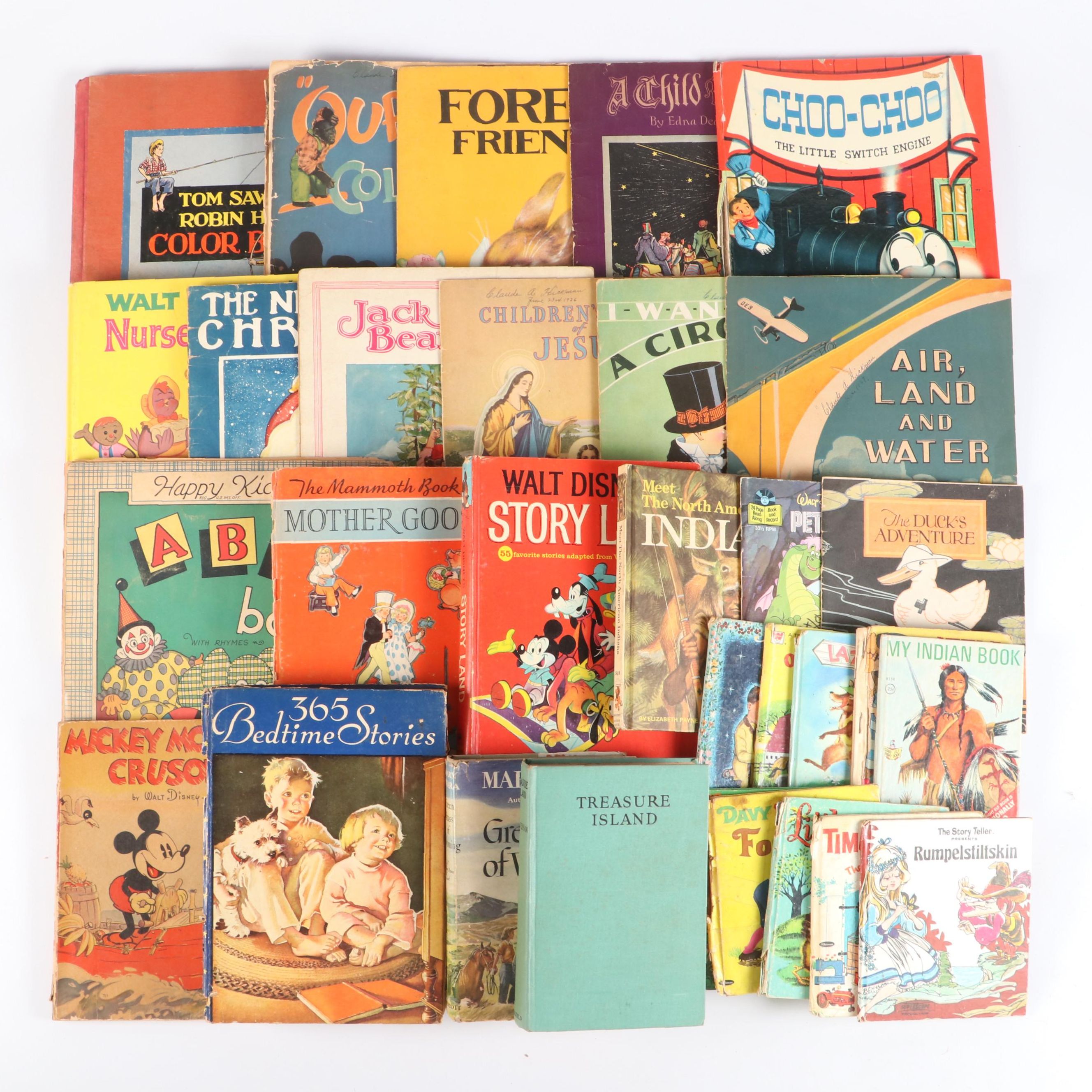 "Mickey Mouse, Crusoe" by Walt Disney with More Children's Books, 20th C.