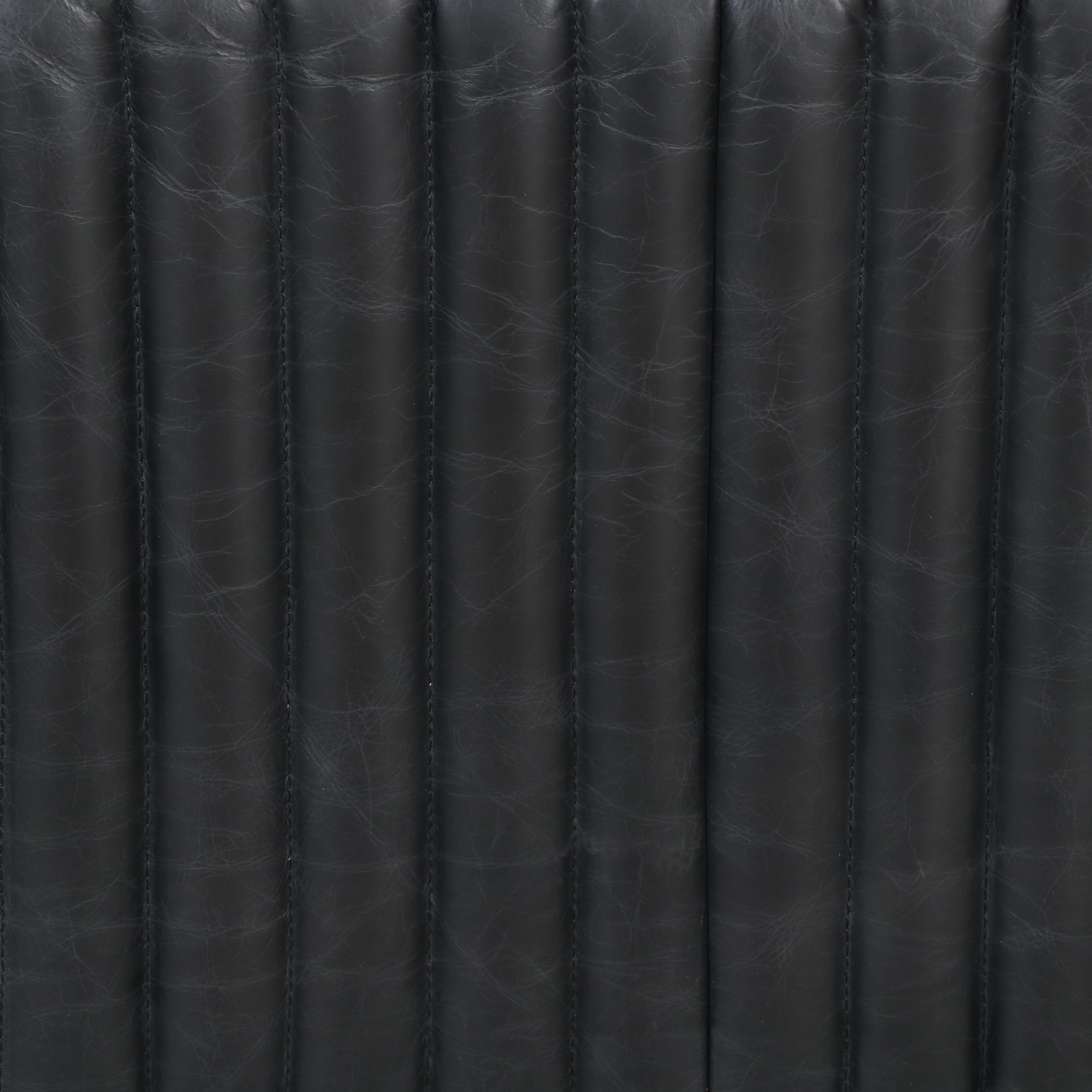 Postmodern Style Ribbed Leather Cube Shaped Ottoman Everything But