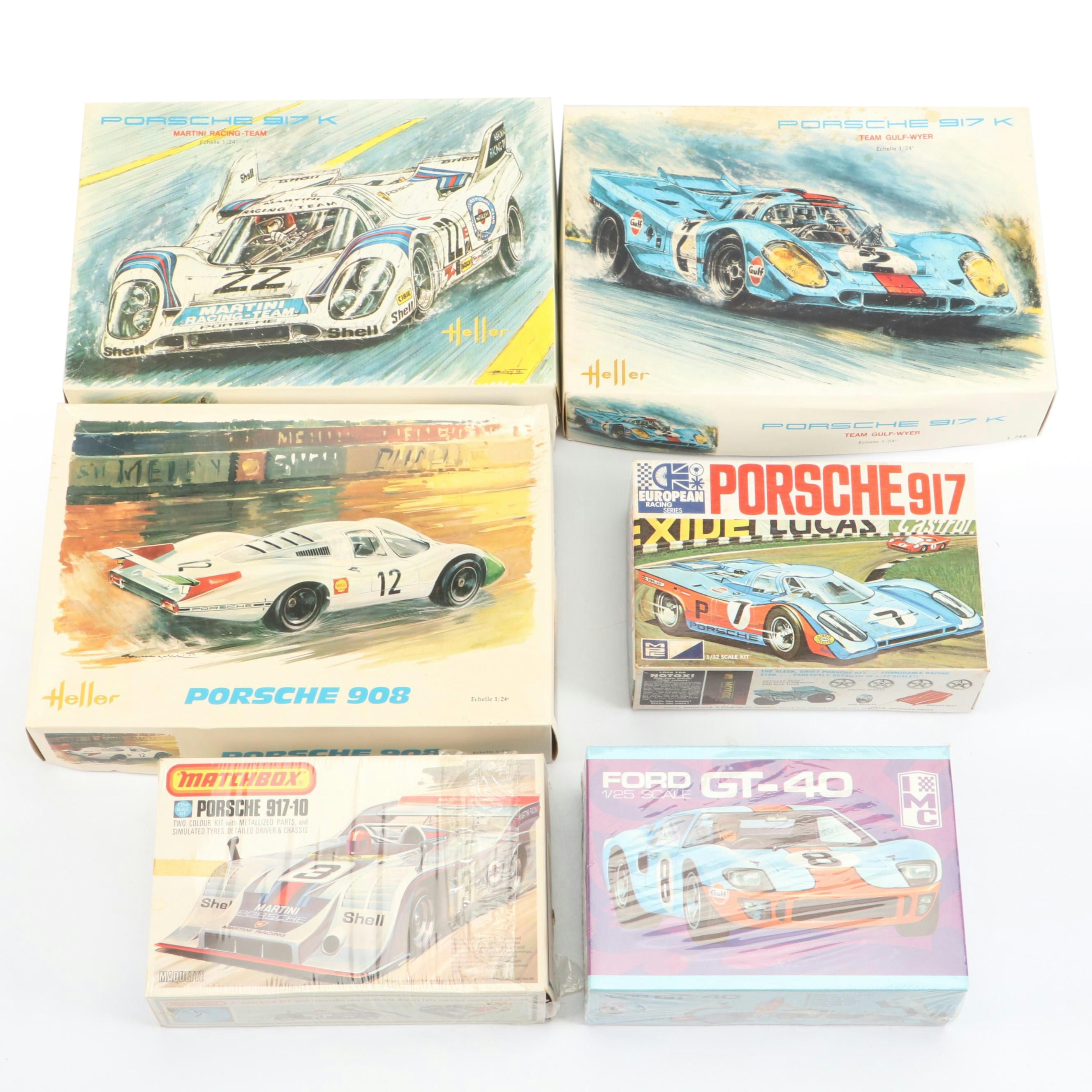 Heller Porsche Model Kits with Matchbox and Other Race Car Model Kits