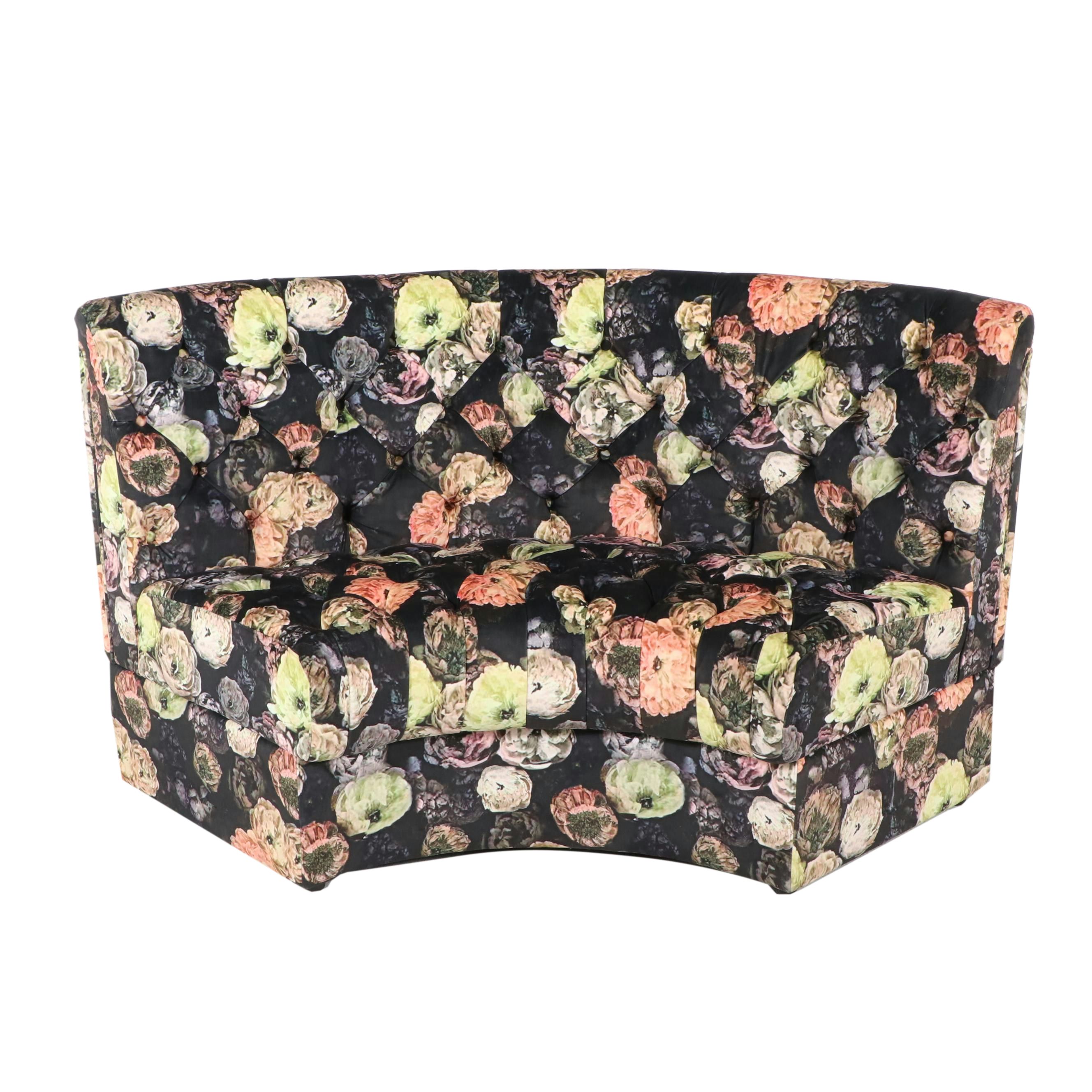 Tufted Upholstered Curved Booth Bench, Mid to Late 20th Century