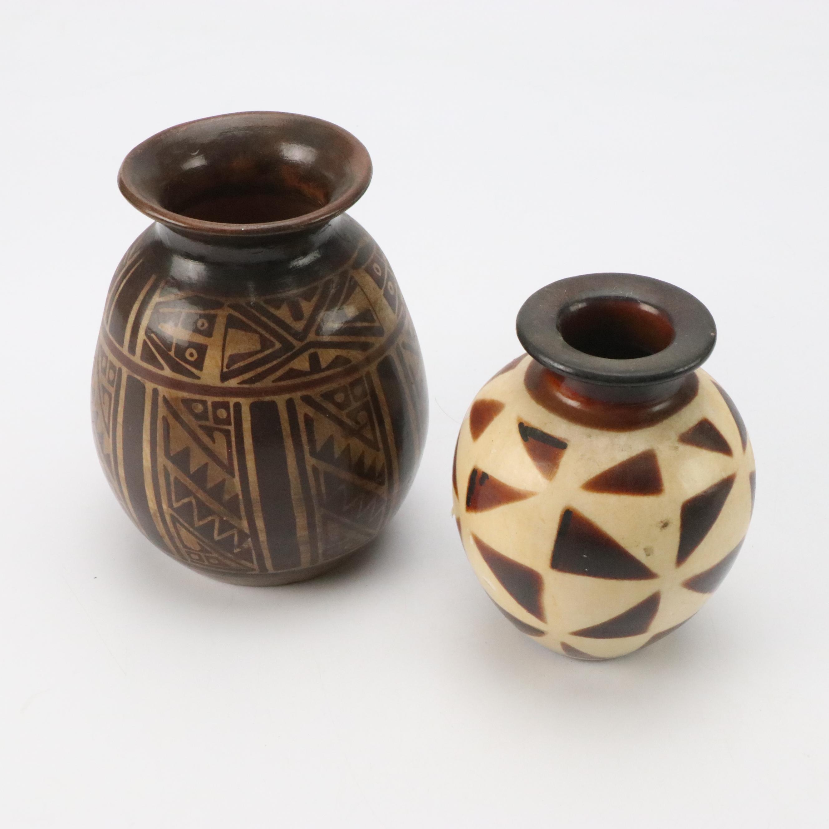 Peruvian Bowl with Other Central and South American Pottery Vases