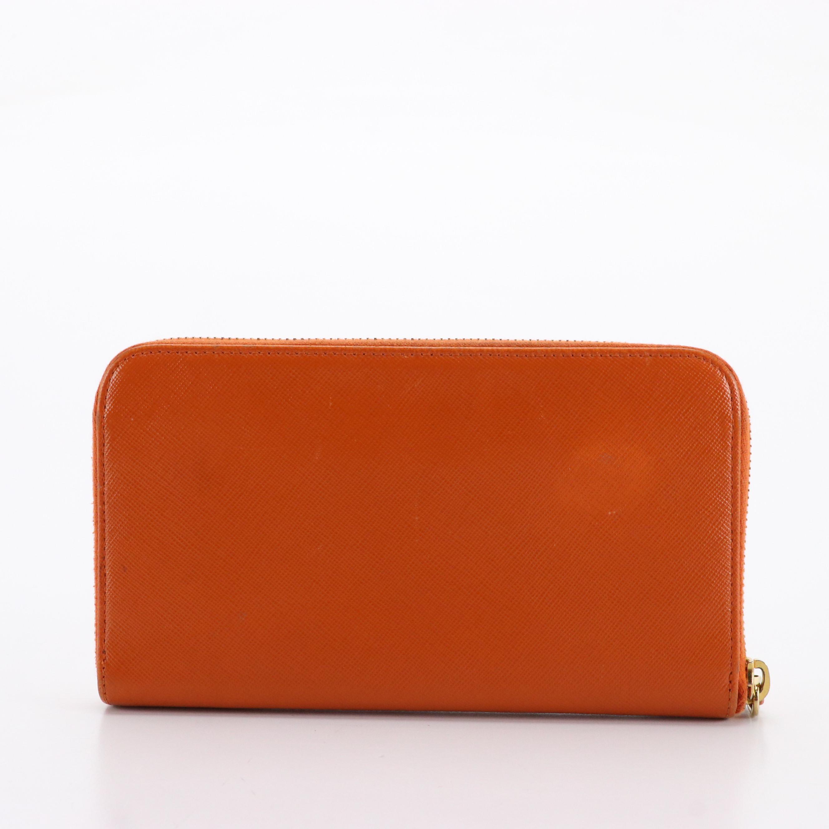 Prada Saffiano Leather Zip-Around Wallet with Box