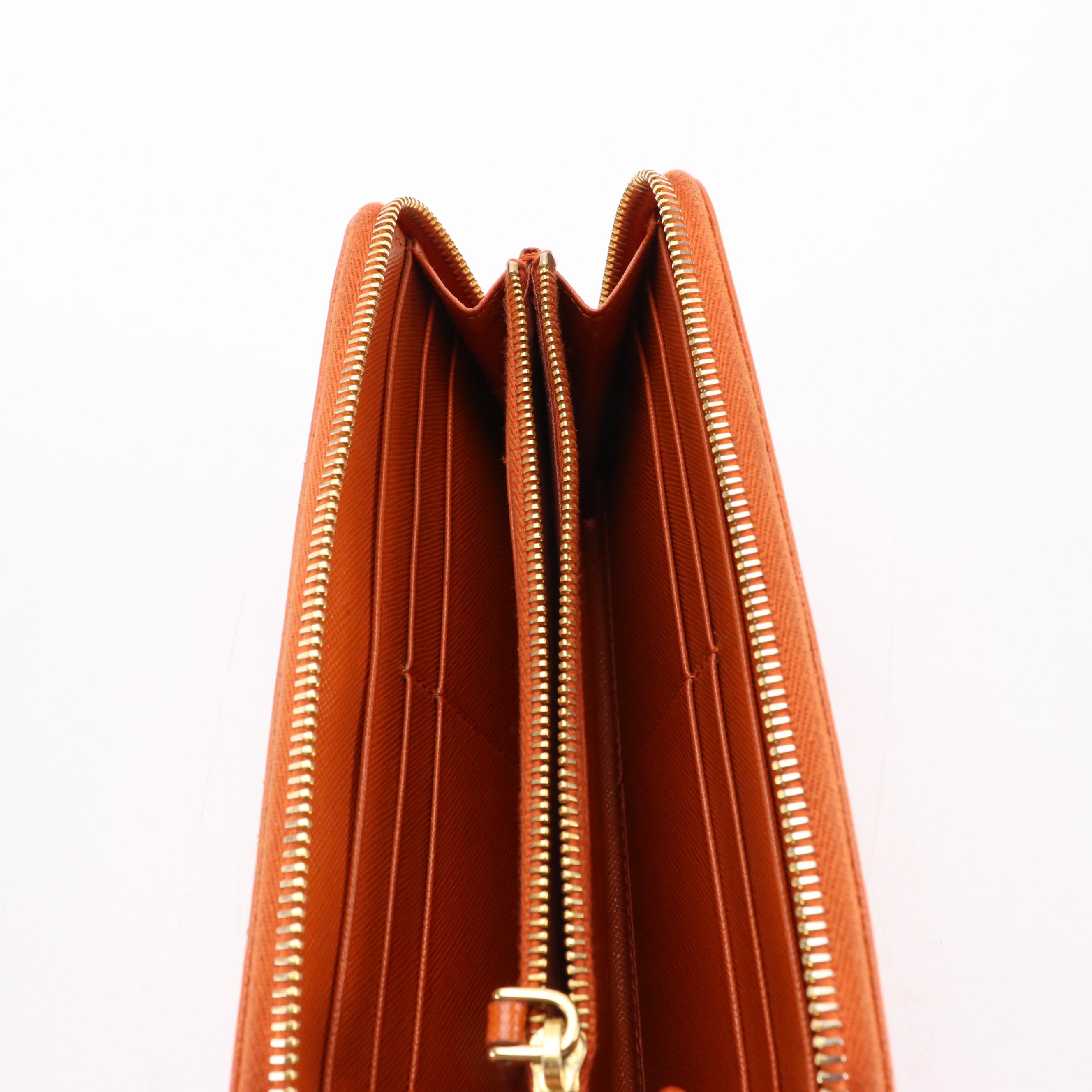 Prada Saffiano Leather Zip-Around Wallet with Box