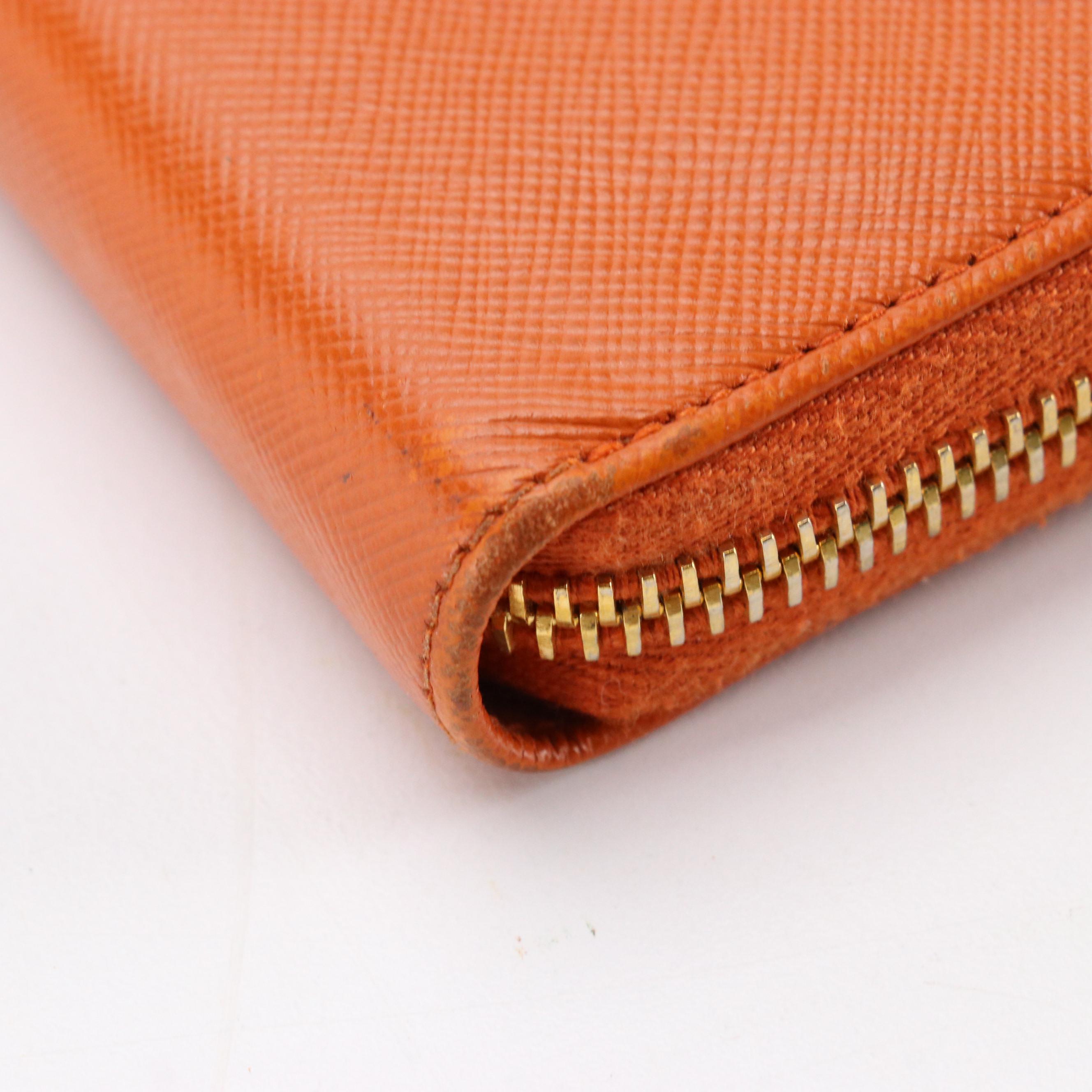 Prada Saffiano Leather Zip-Around Wallet with Box