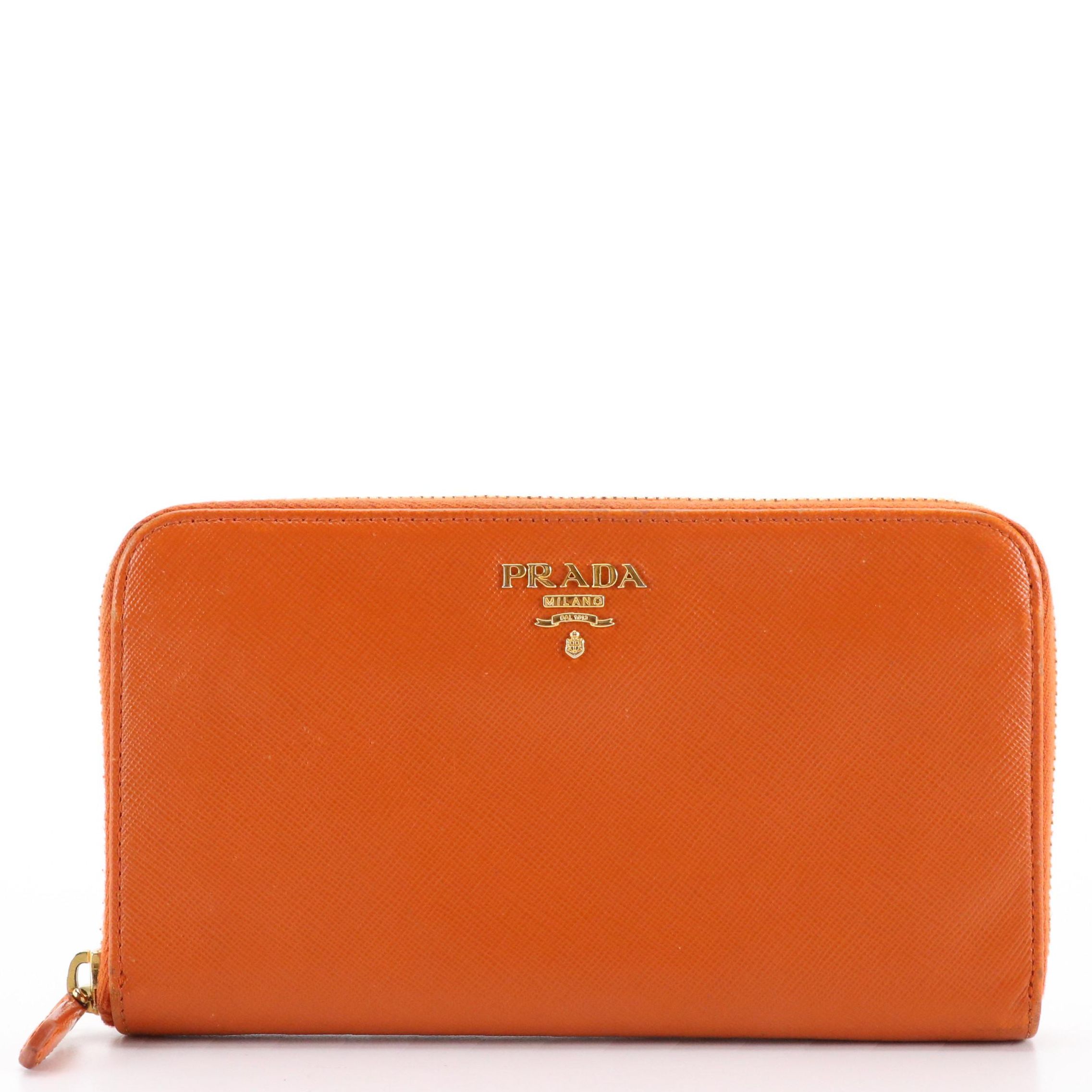 Prada Saffiano Leather Zip-Around Wallet with Box