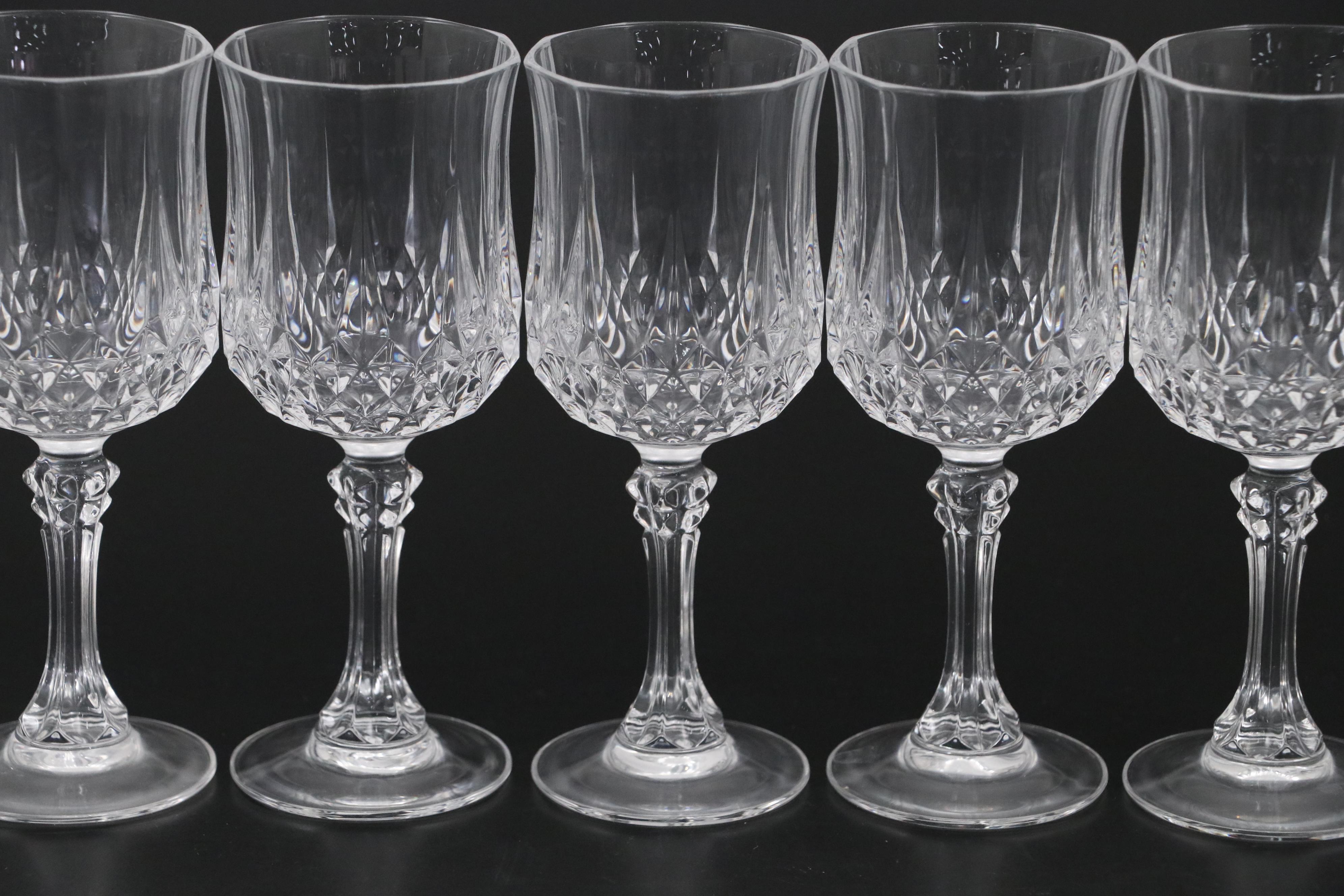 Cristal d'Arques-Durand "Antique" Plates and Mugs with "Longchamps" Glasses